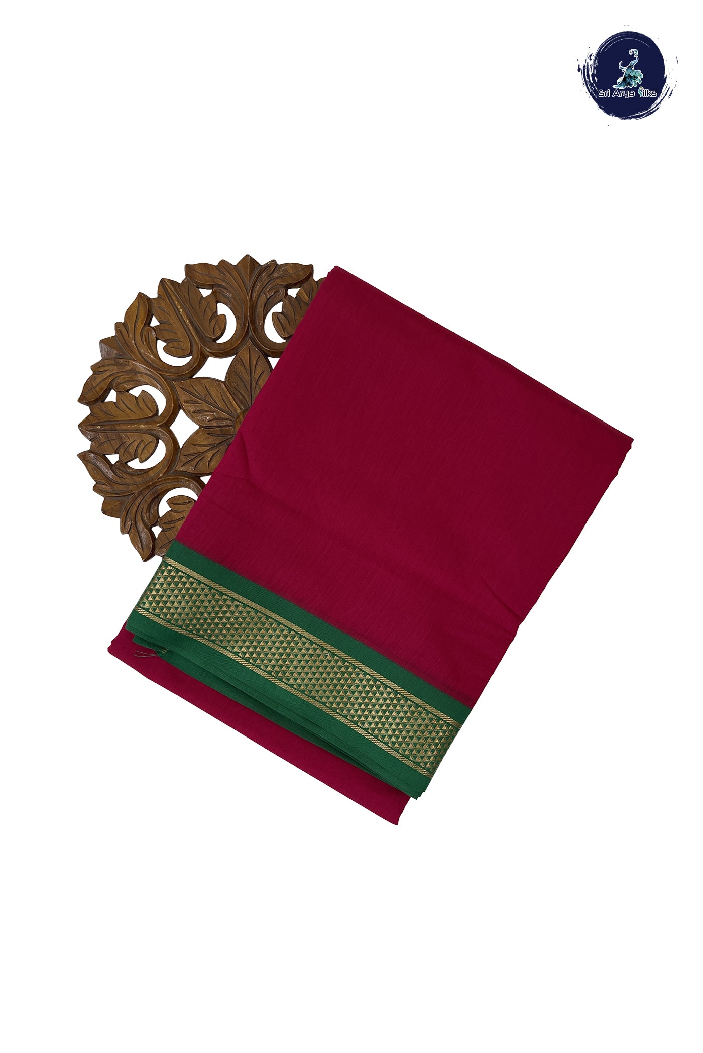 Dark Pink Madisar Semi Silk Cotton Saree With Plain Pattern