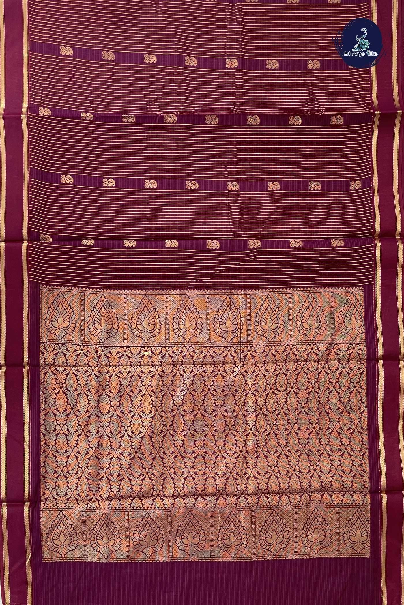 Burgundy Madisar Semi Silk Cotton Saree With Checked Pattern