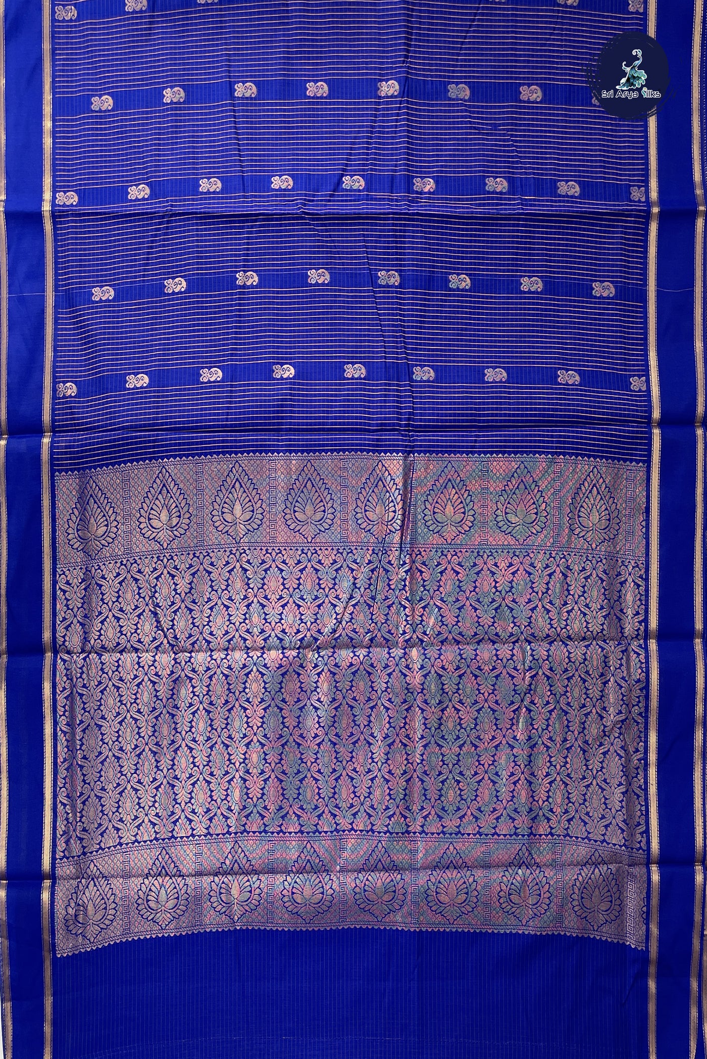 Blue Madisar Semi Silk Cotton Saree With Checked Pattern