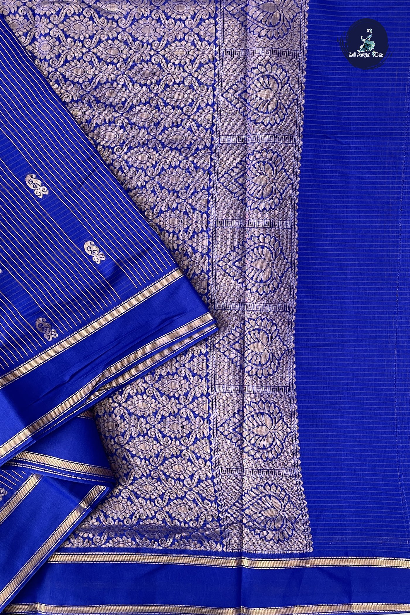 Blue Madisar Semi Silk Cotton Saree With Checked Pattern