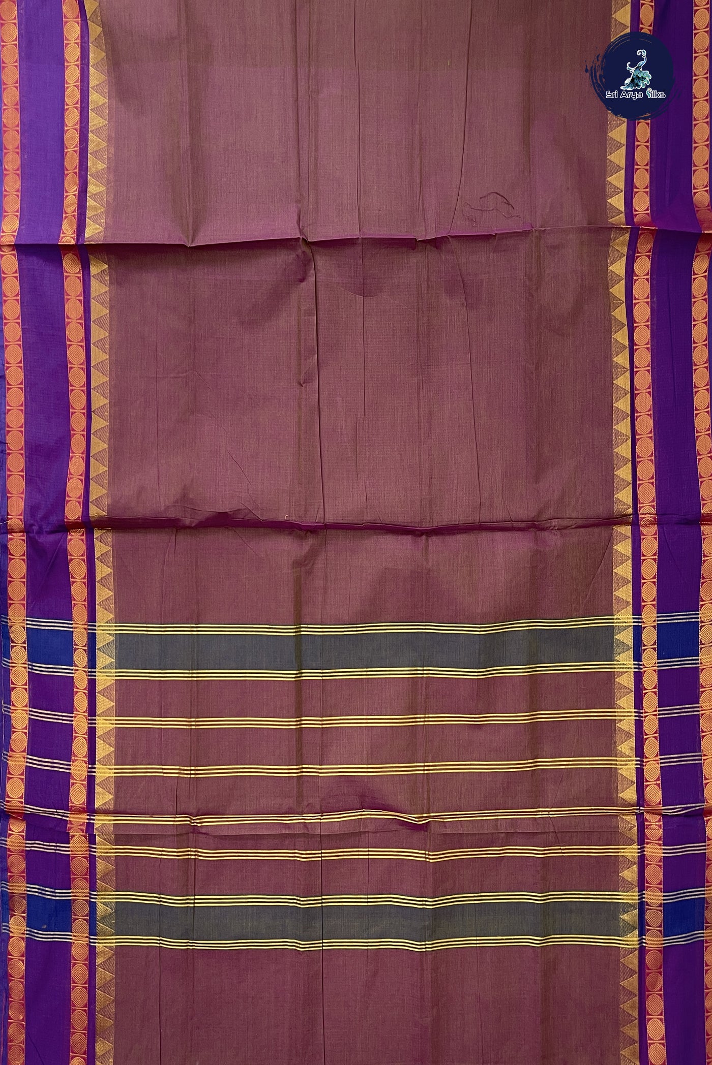 Dual Tone Brown 10 Yards Madisar Cotton Saree With Plain Pattern