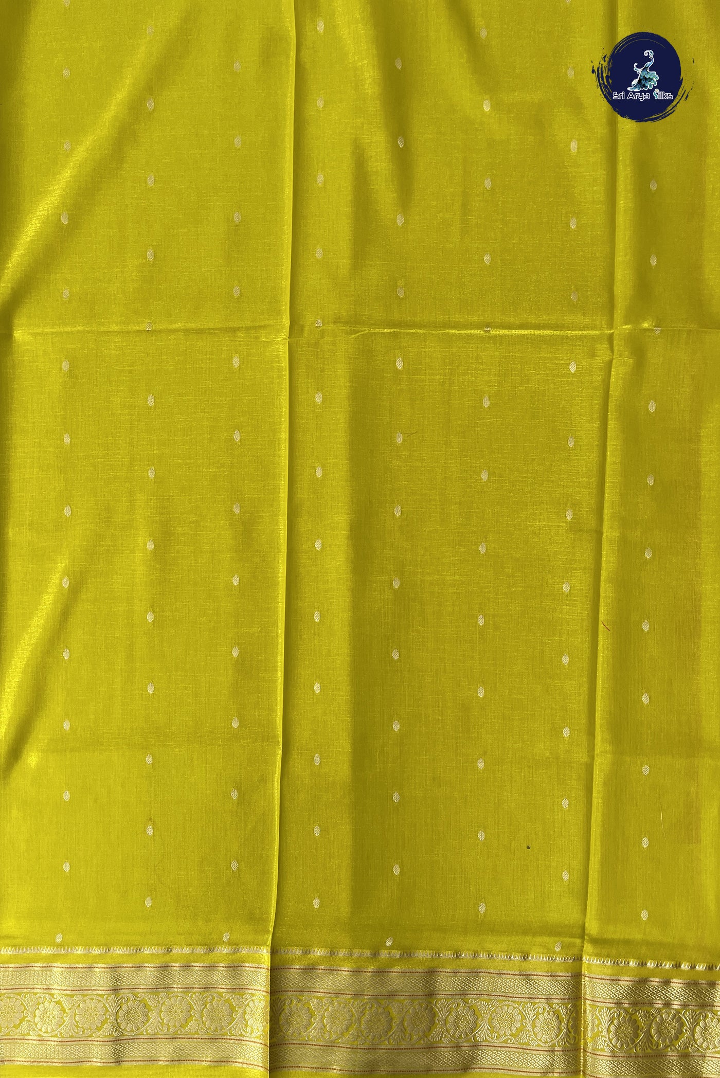 Yellow 9 Yards Semi Silk With Zari Buttas Pattern