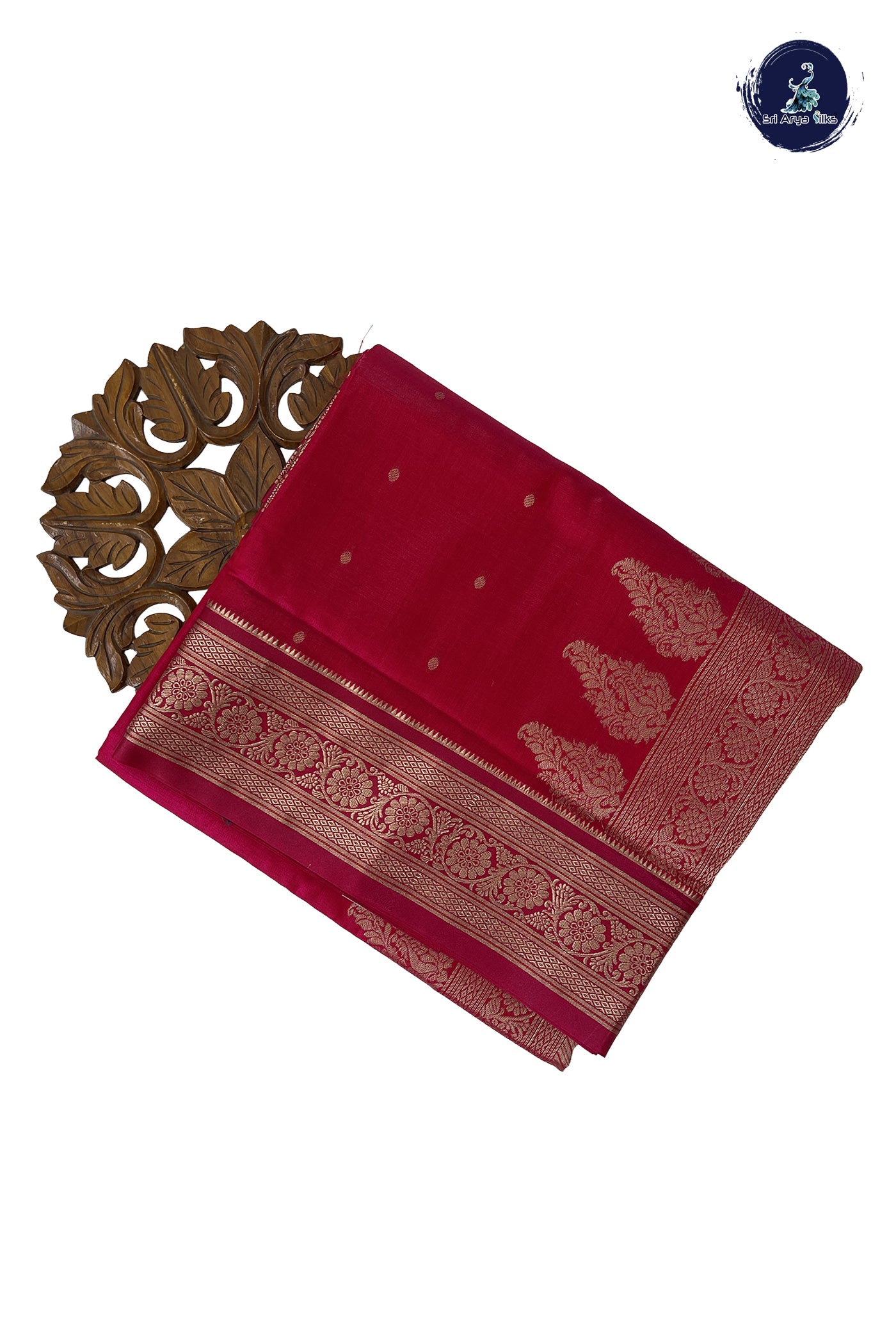 Rani Pink 9 Yards Semi Silk With Zari Buttas Pattern