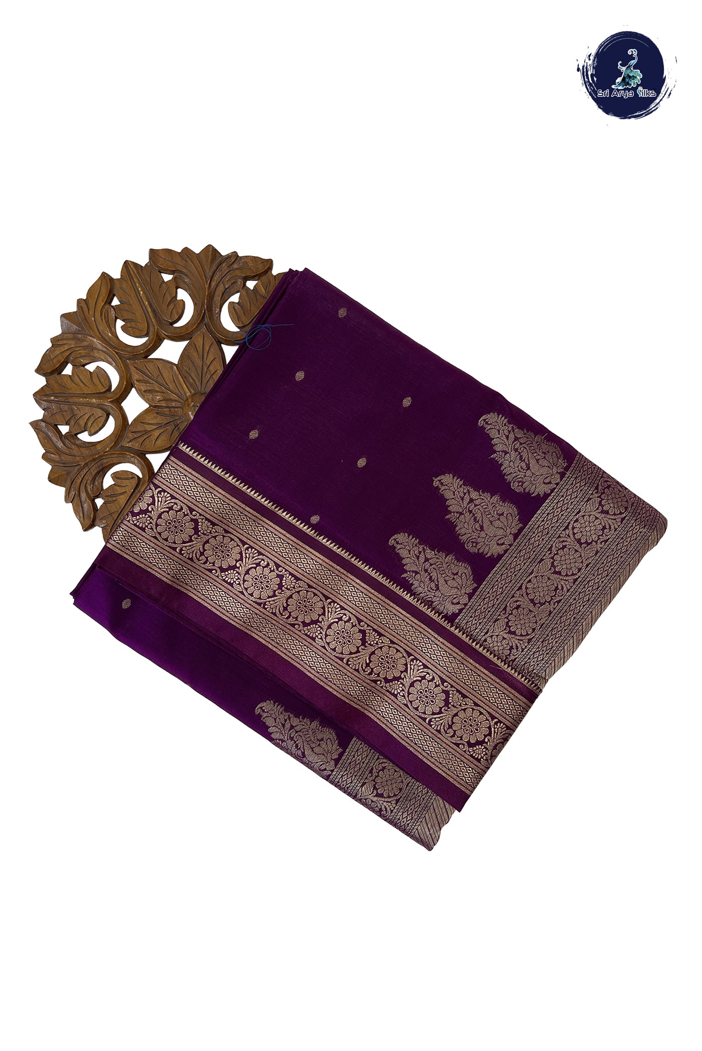 Dual Tone Purple 9 Yards Semi Silk With Zari Buttas Pattern