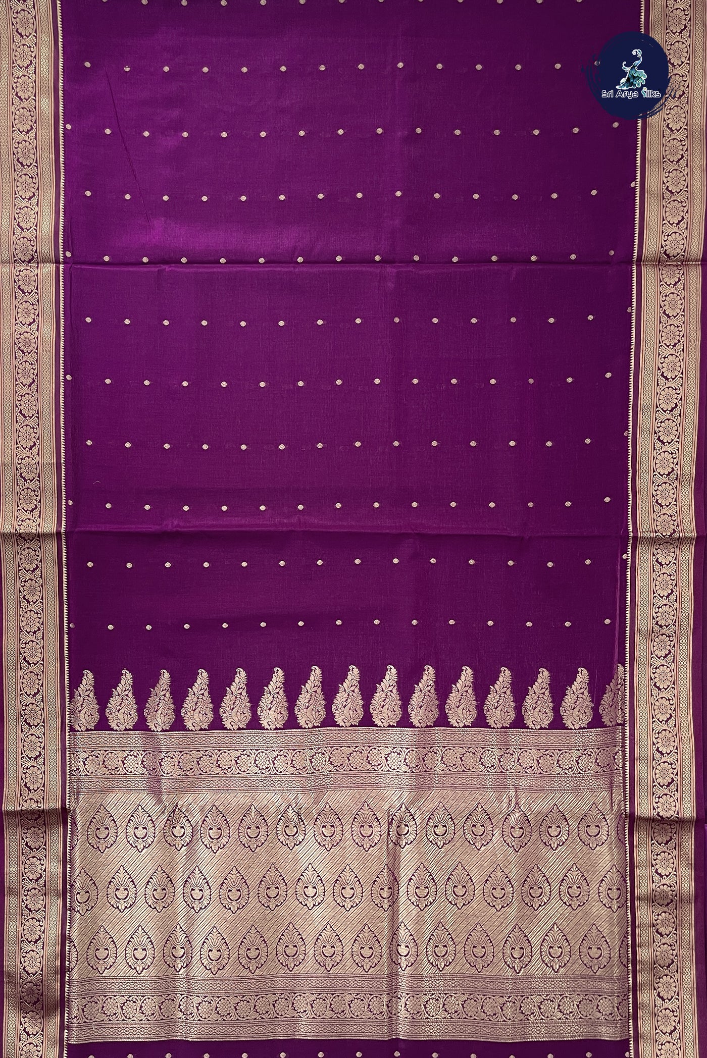 Dual Tone Purple 9 Yards Semi Silk With Zari Buttas Pattern