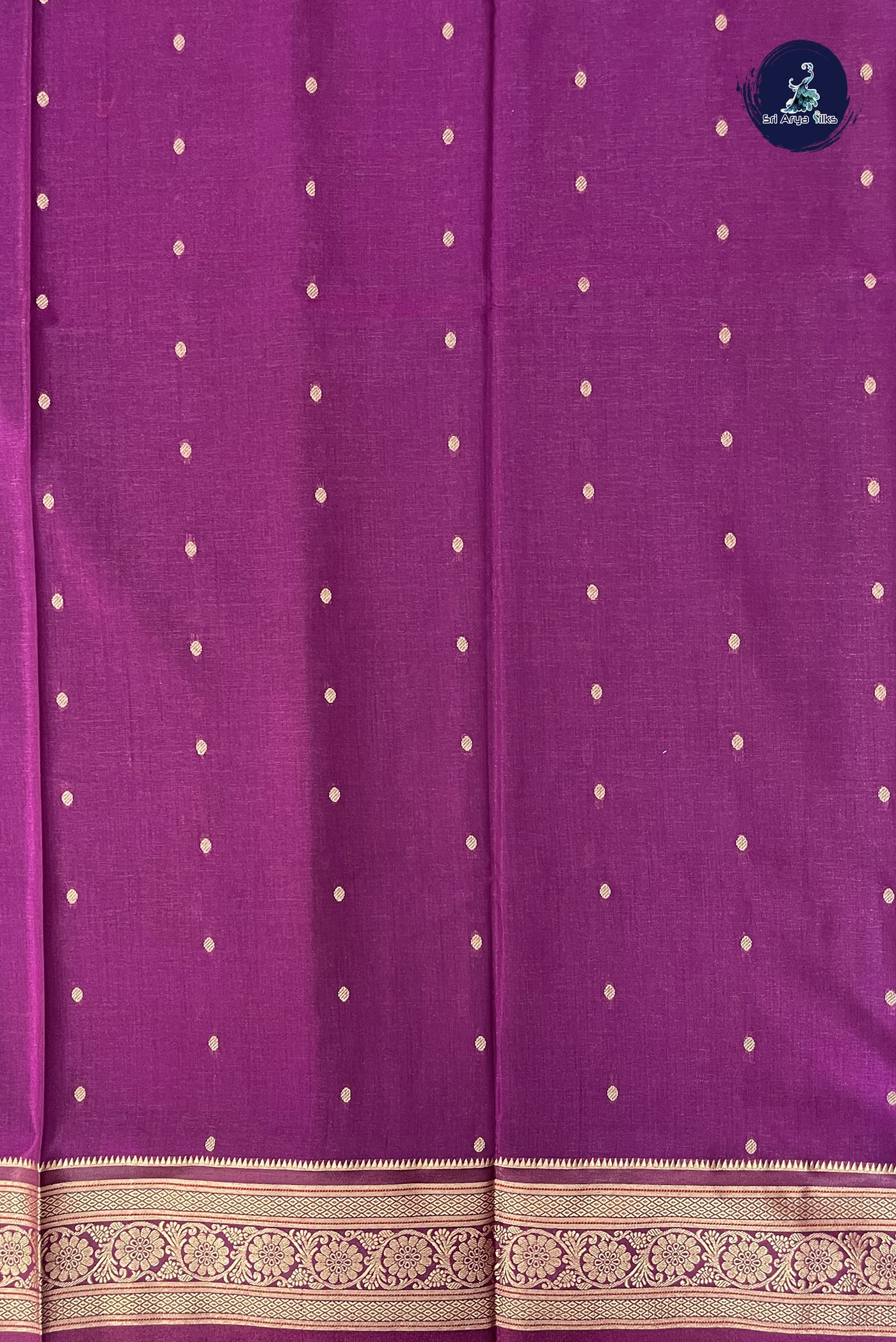 Dual Tone Purple 9 Yards Semi Silk With Zari Buttas Pattern