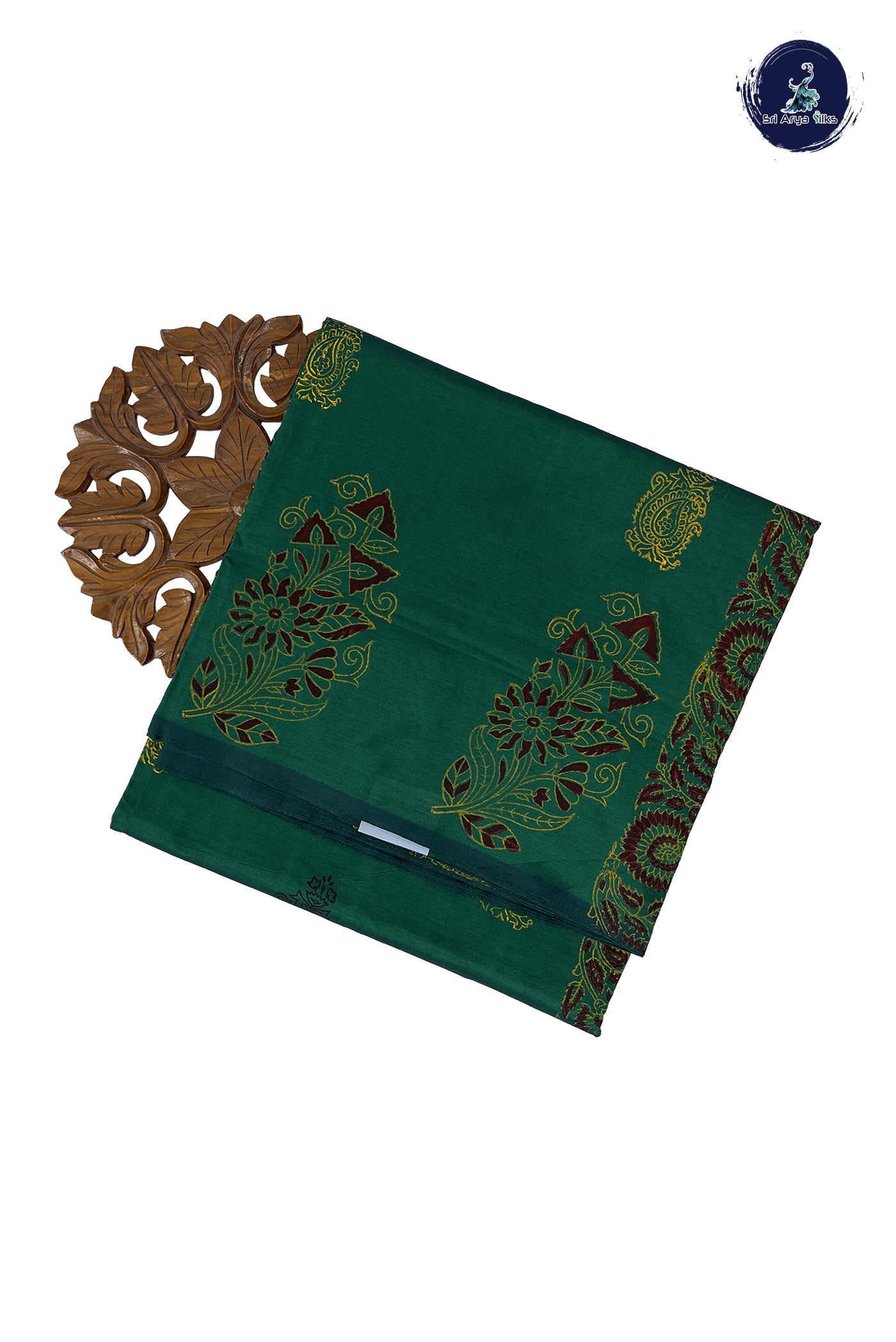 Green Madisar Semi Silk Cotton Saree With Printed Pattern