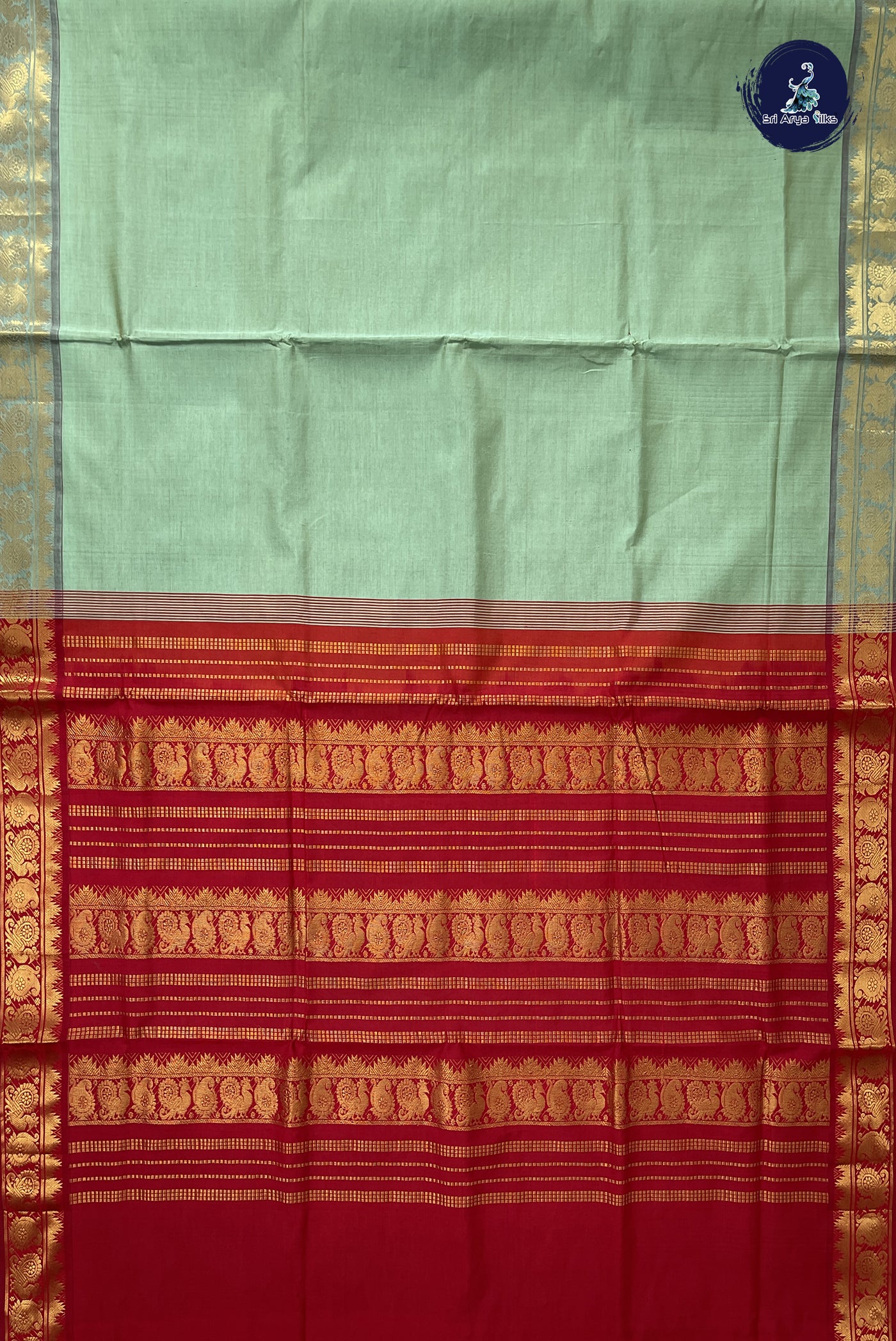 Pastel Shade Madisar Semi Silk Cotton Saree With Plain Pattern