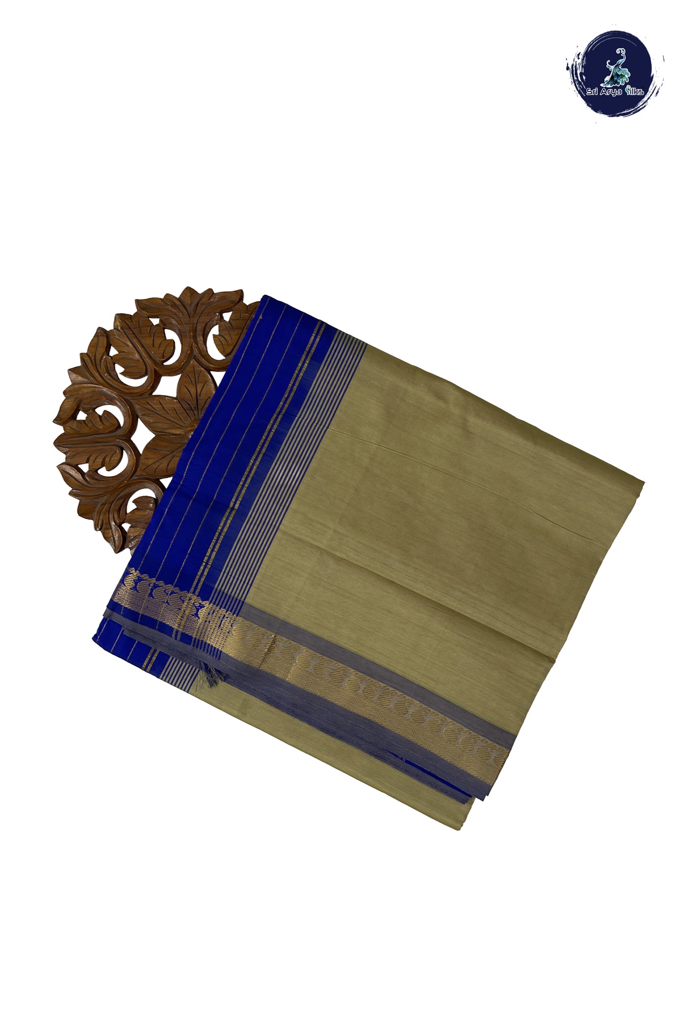 Creamish Yellow Madisar Semi Silk Cotton Saree With Plain Pattern