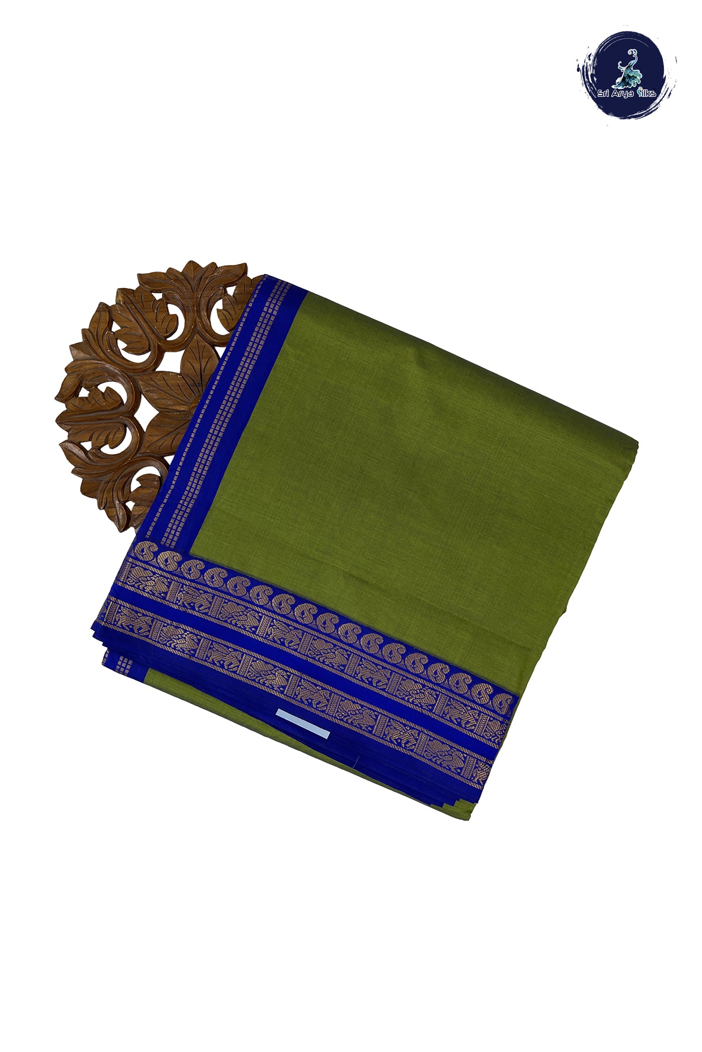 Mehendi Green Madisar Semi Silk Cotton Saree With Plain Pattern