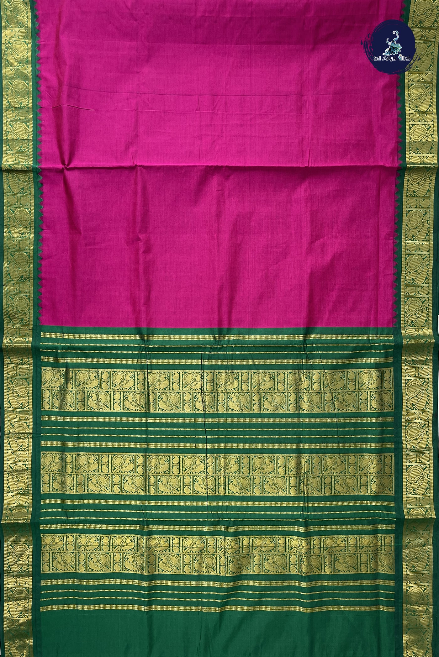 Dark Pink Madisar Semi Silk Cotton Saree With Plain Pattern