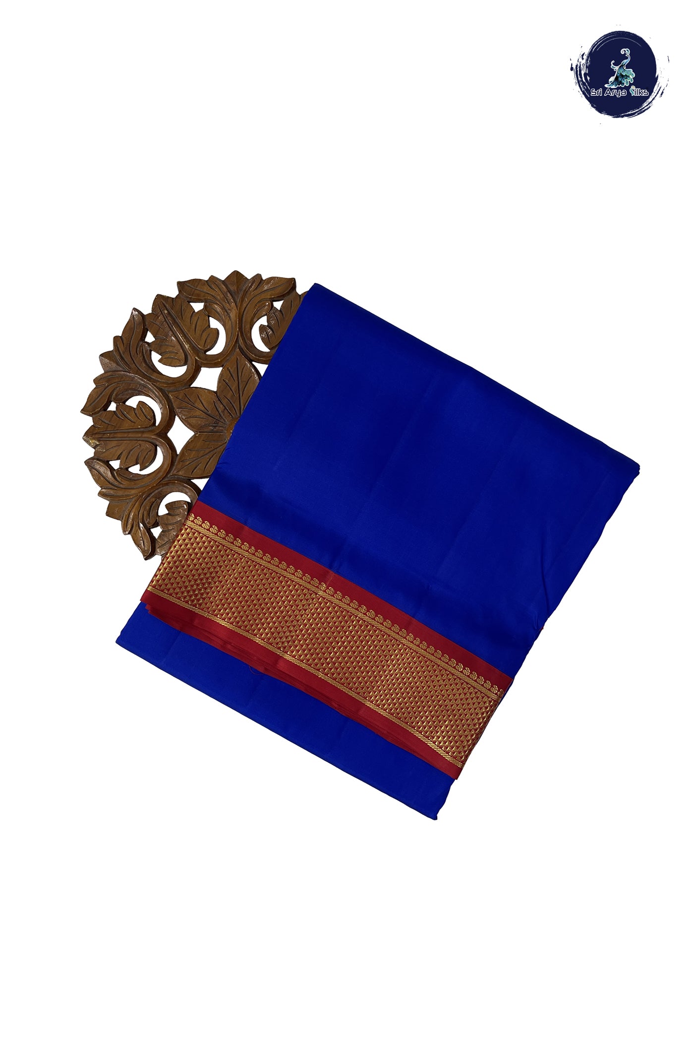 MS Blue Madisar 10 Yards Silk Saree With Plain Pattern