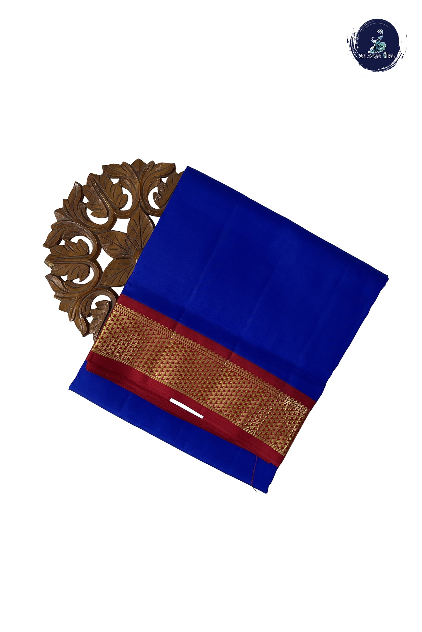 MS Blue Madisar 10 Yards Silk Saree With Plain Pattern