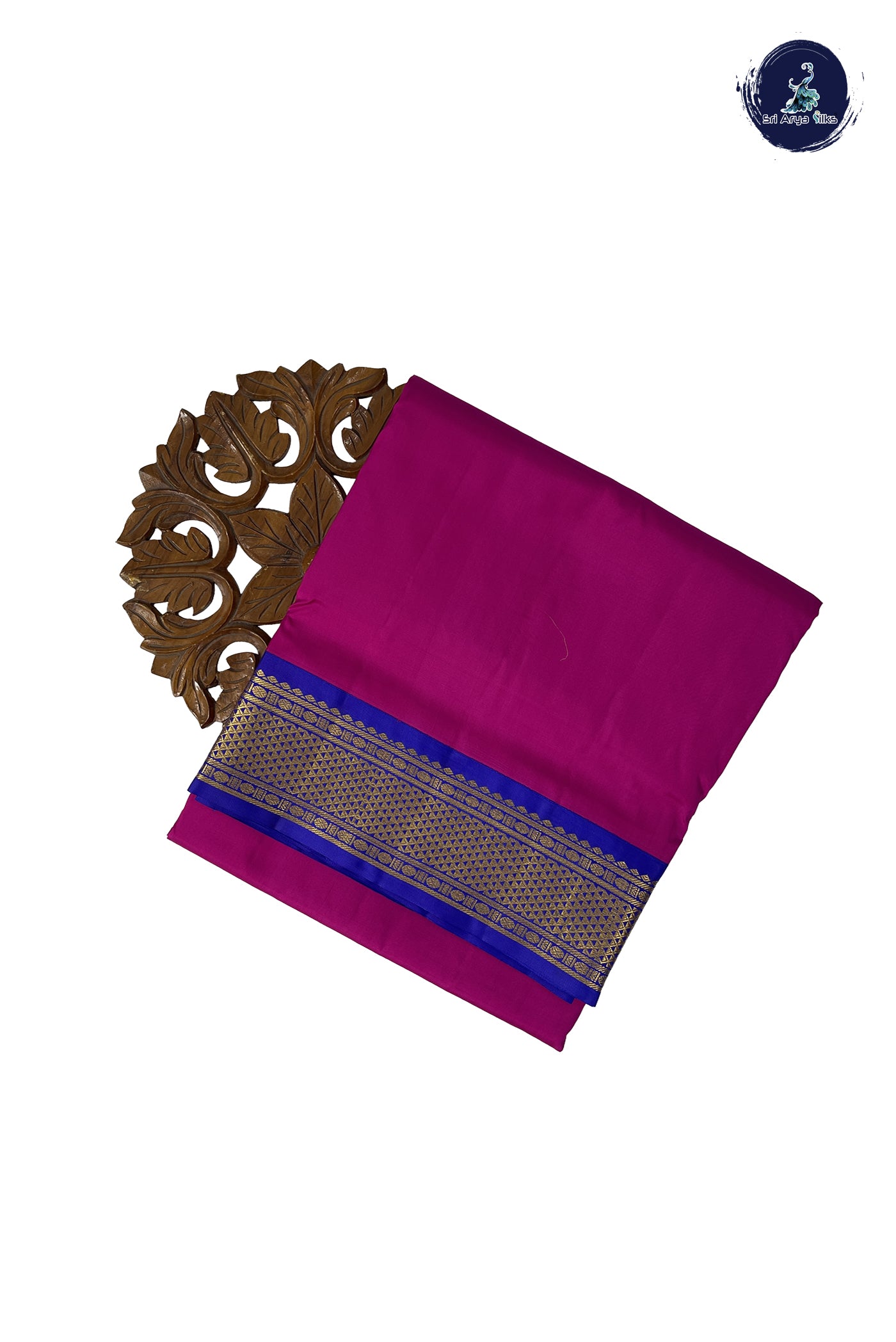 Magenta Pink Madisar 10 Yards Silk Saree With Plain Pattern