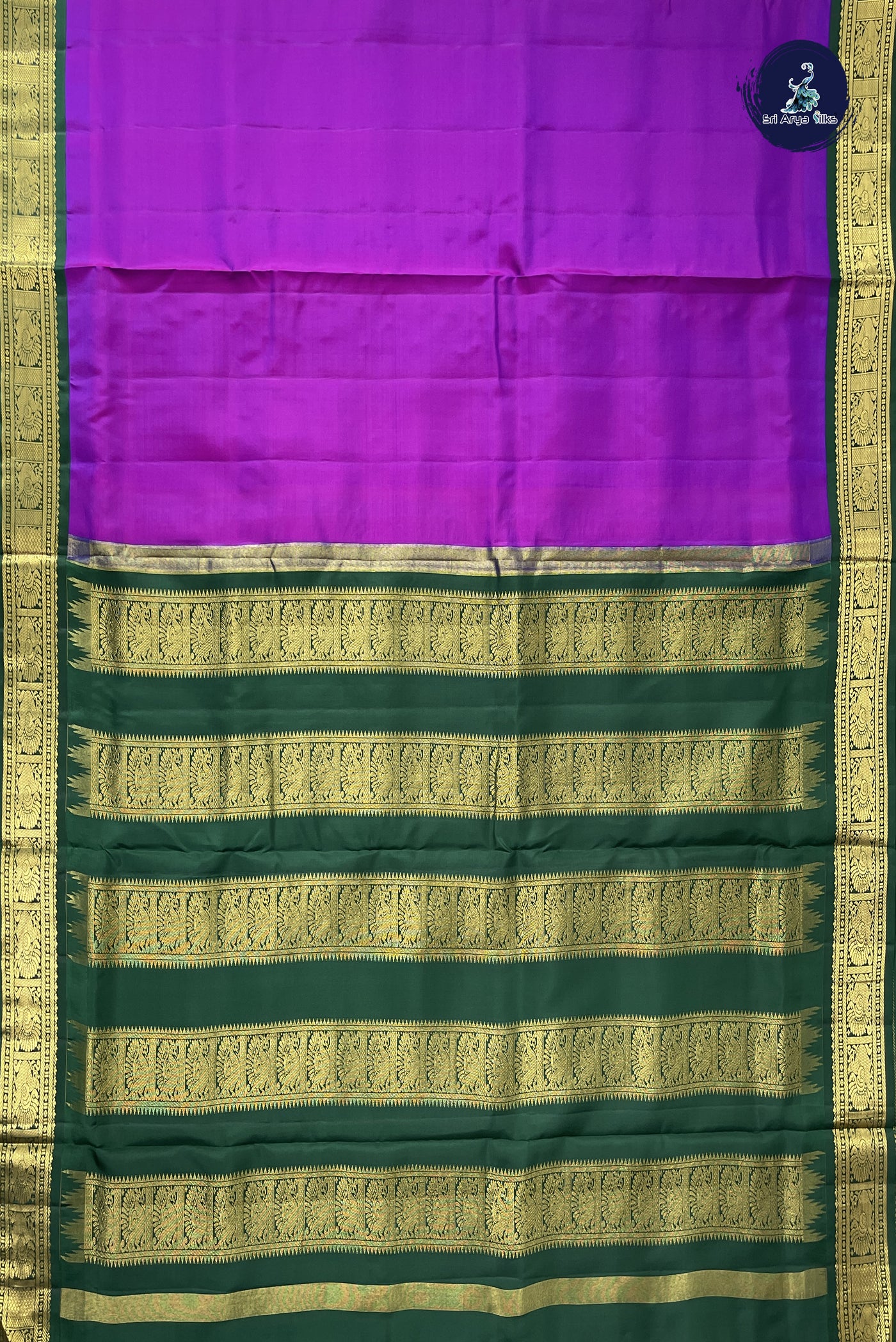 Purple Madisar 10 Yards Silk Saree With Plain Pattern