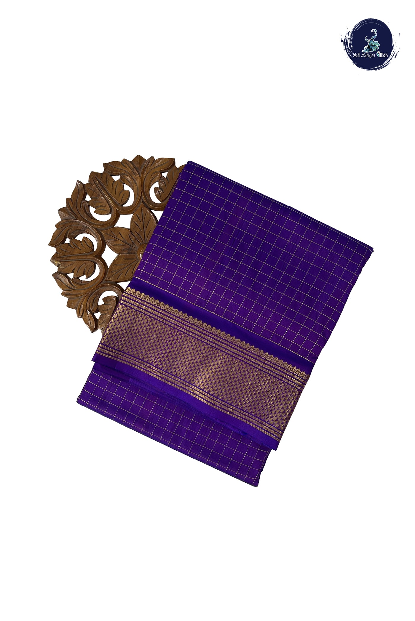 Violet Madisar 10 Yards Silk Saree With Zari Checked Pattern