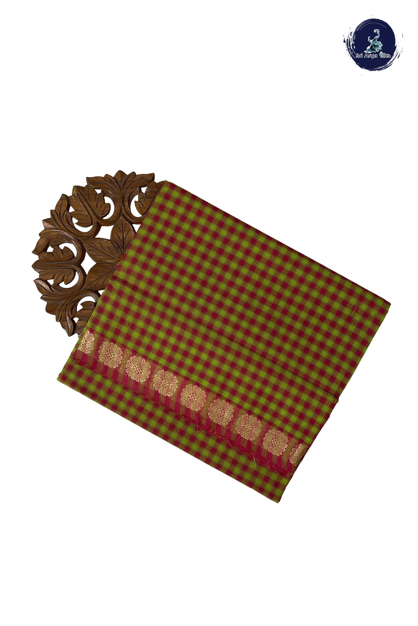 Multi Colour 10 Yards Madisar Cotton Saree With Checked Pattern