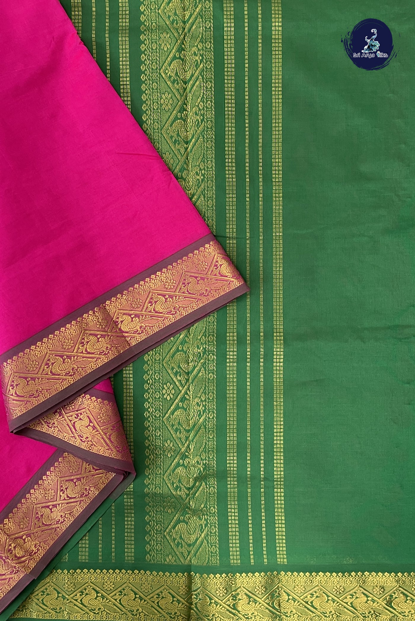 Pink Madisar Semi Silk Cotton Saree With Plain Pattern