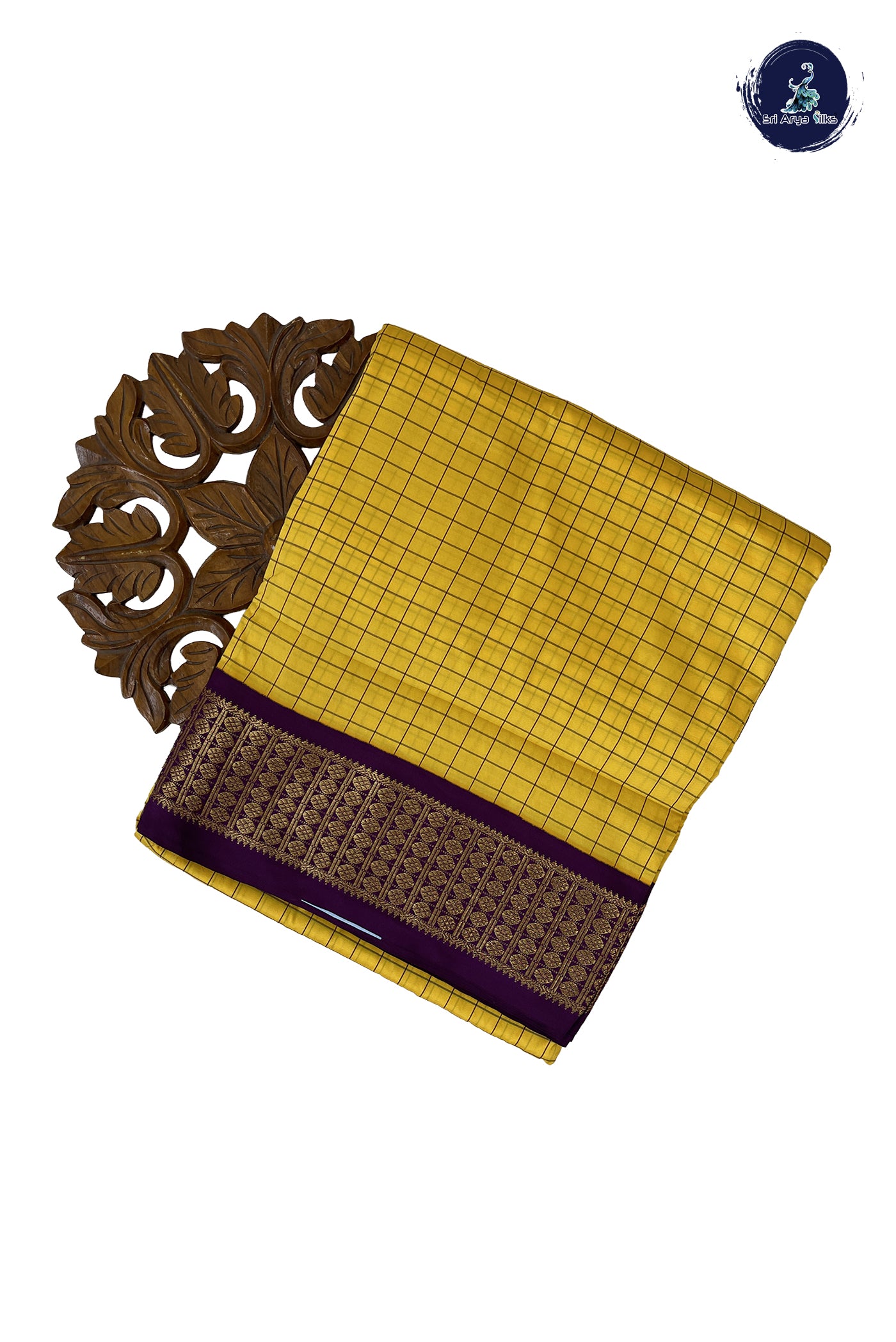 Lemon Yellow 10 Yards Semi Silk With Checked Pattern