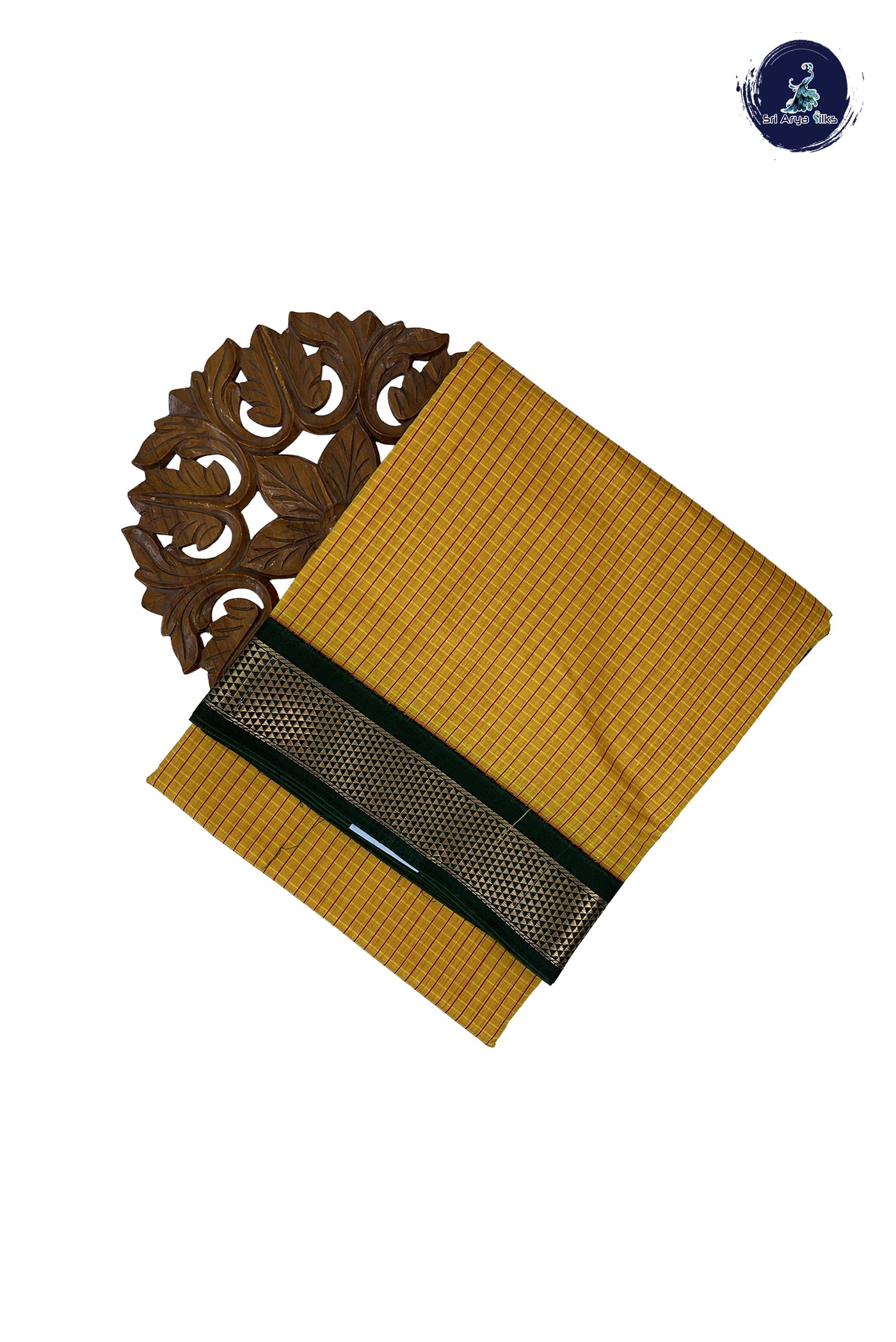 Yellow Madisar Semi Silk Cotton Saree With Checked Pattern