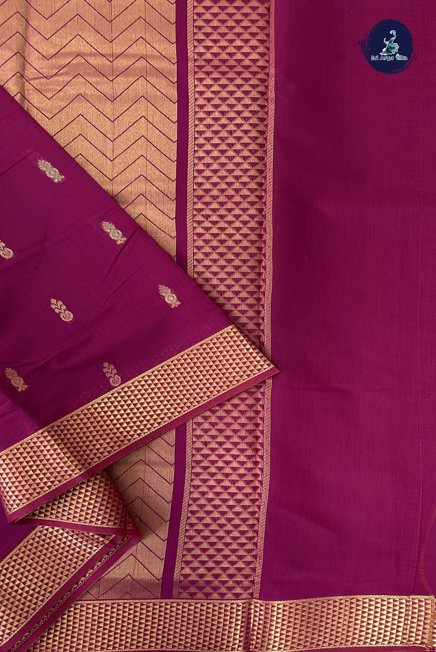 Pinkish Maroon Madisar Semi Silk Cotton Saree With Zari Buttas Pattern
