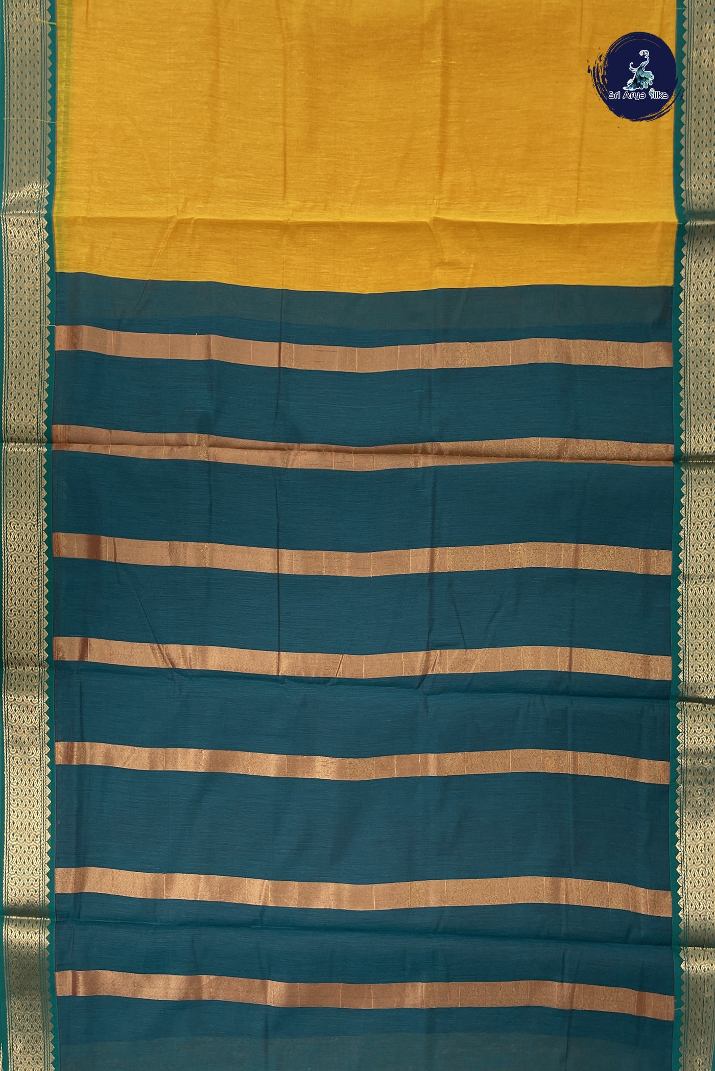 Yellow Madisar Semi Silk Cotton Saree With Plain Pattern