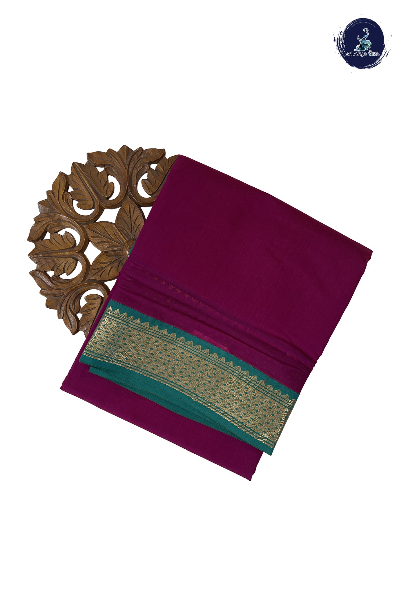 Burgundy Madisar Semi Silk Cotton Saree With Plain Pattern
