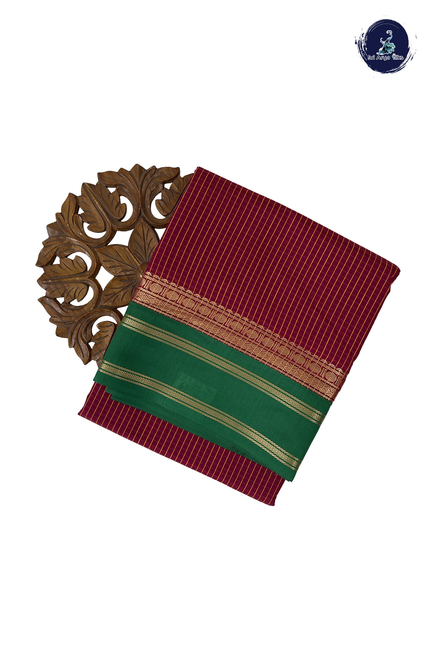 Pinkish Maroon Madisar Semi Silk Cotton Saree With Checked Pattern