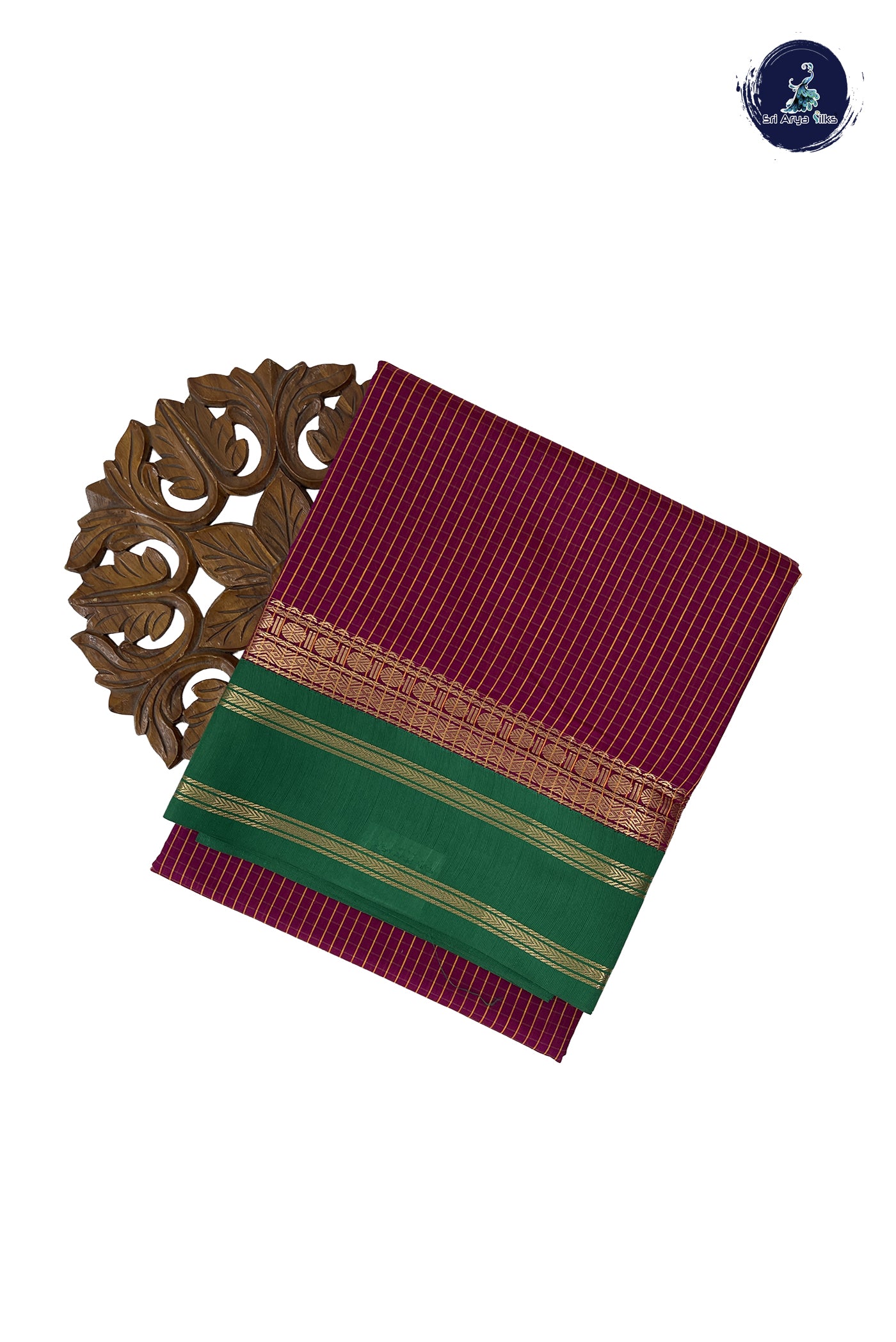 Burgundy Madisar Semi Silk Cotton Saree With Checked Pattern