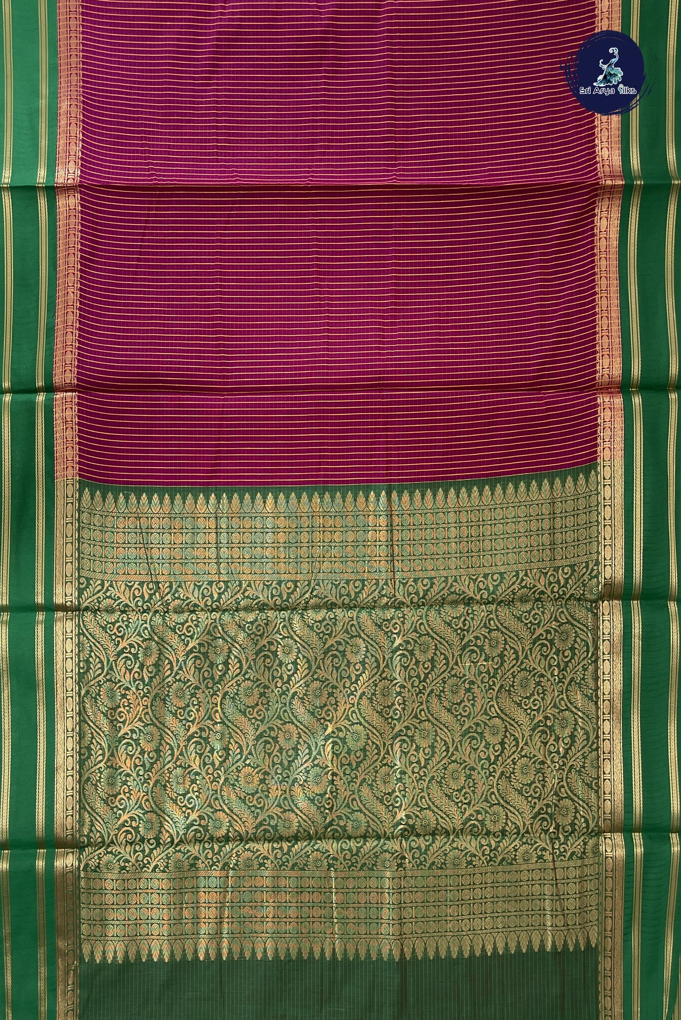 Burgundy Madisar Semi Silk Cotton Saree With Checked Pattern
