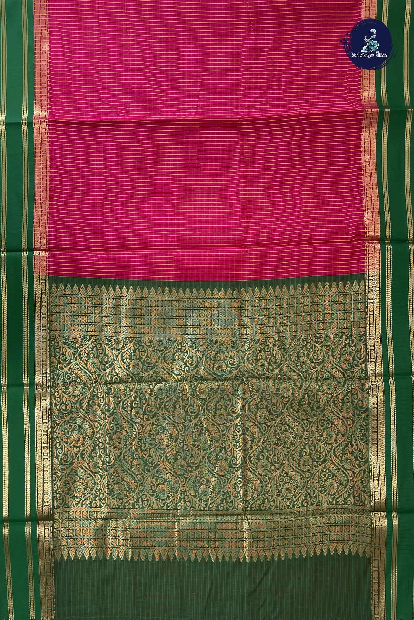 Pink Madisar Semi Silk Cotton Saree With Checked Pattern