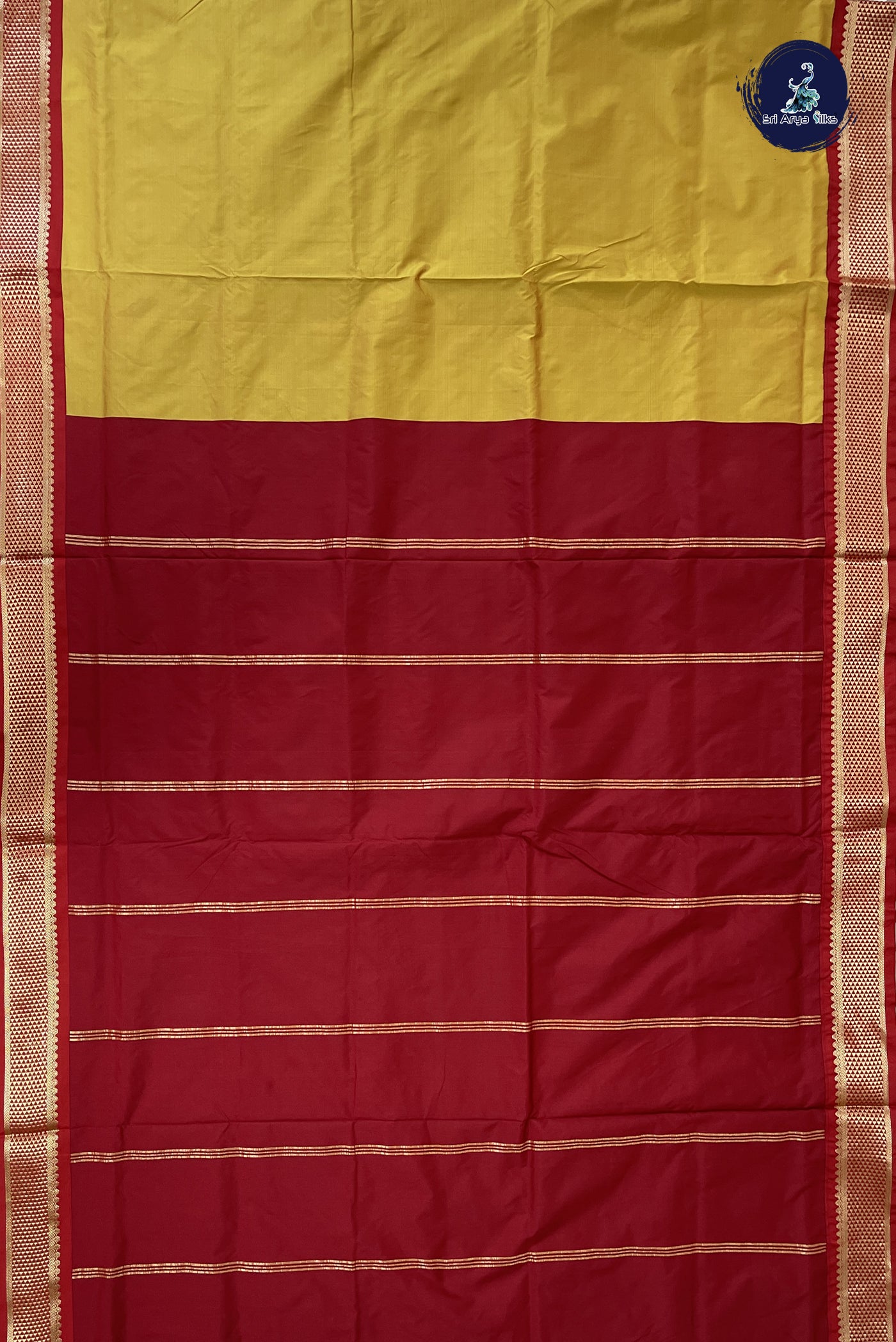 Mustard 9 Yards Semi Silk With Plain Pattern