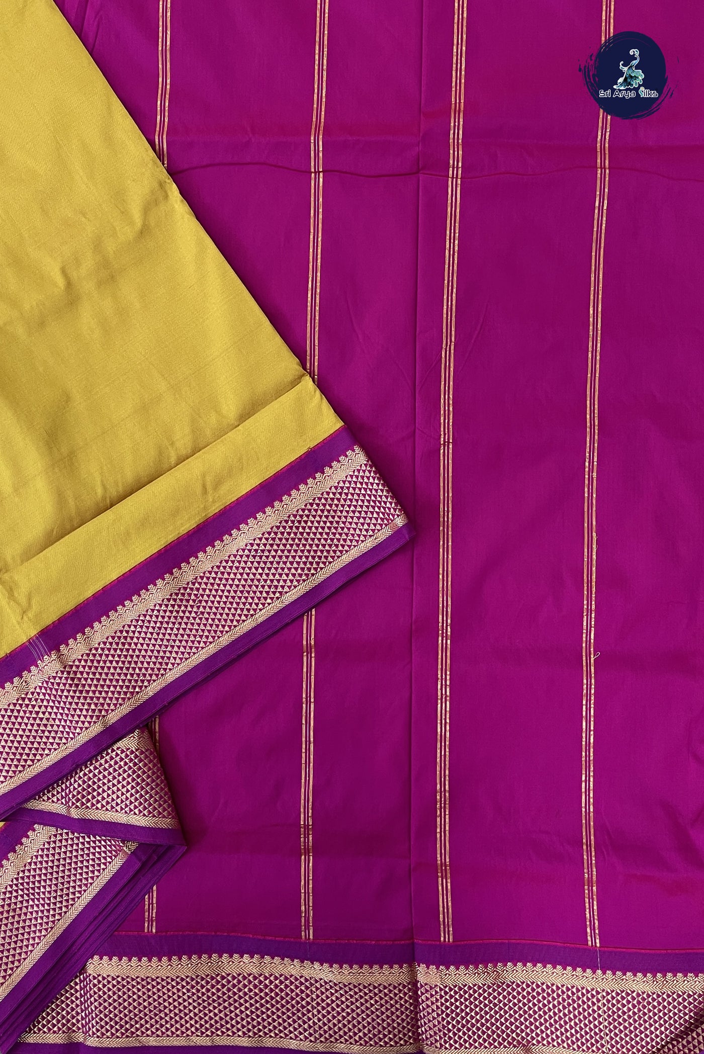 Mustard 9 Yards Semi Silk With Plain Pattern