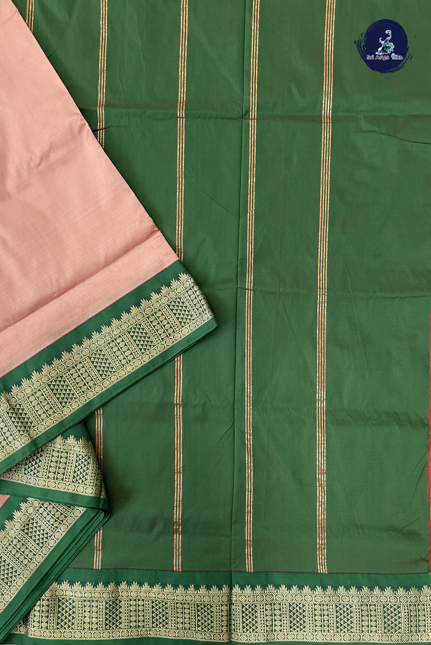 Pastel Shade 9 Yards Semi Silk With Plain Pattern