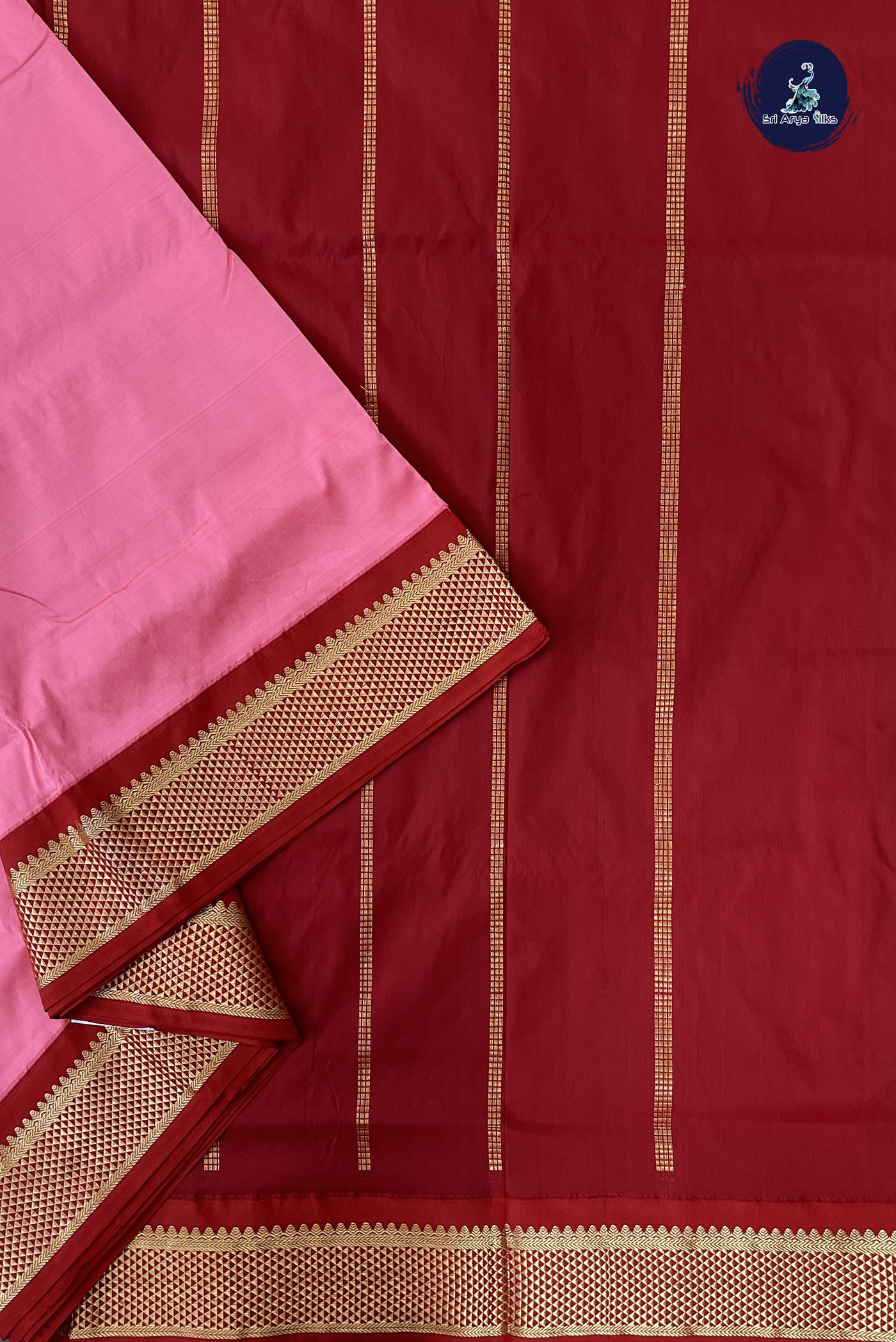 Light Pink 10 Yards Semi Silk With Plain Pattern