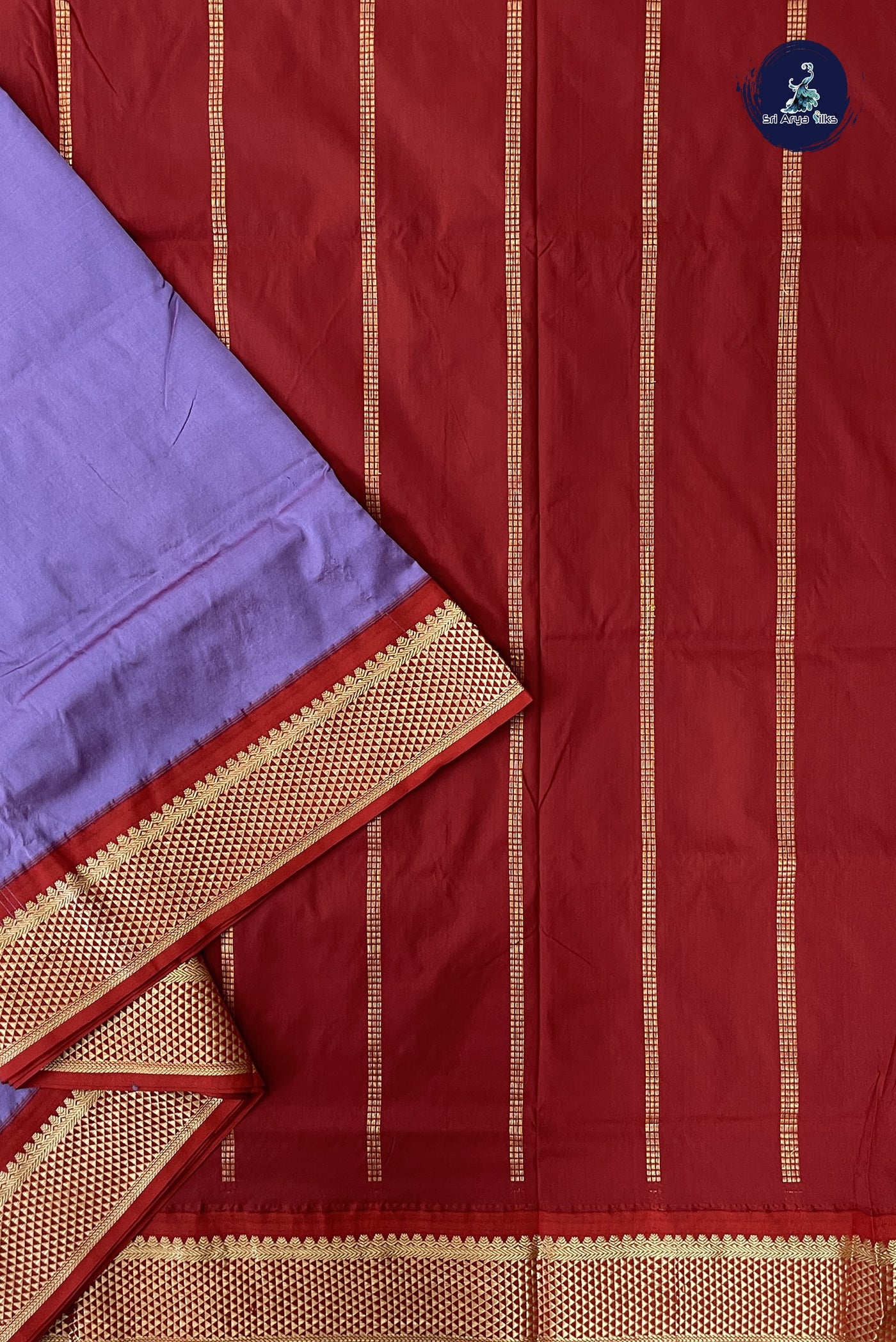 Lavender 10 Yards Semi Silk With Plain Pattern