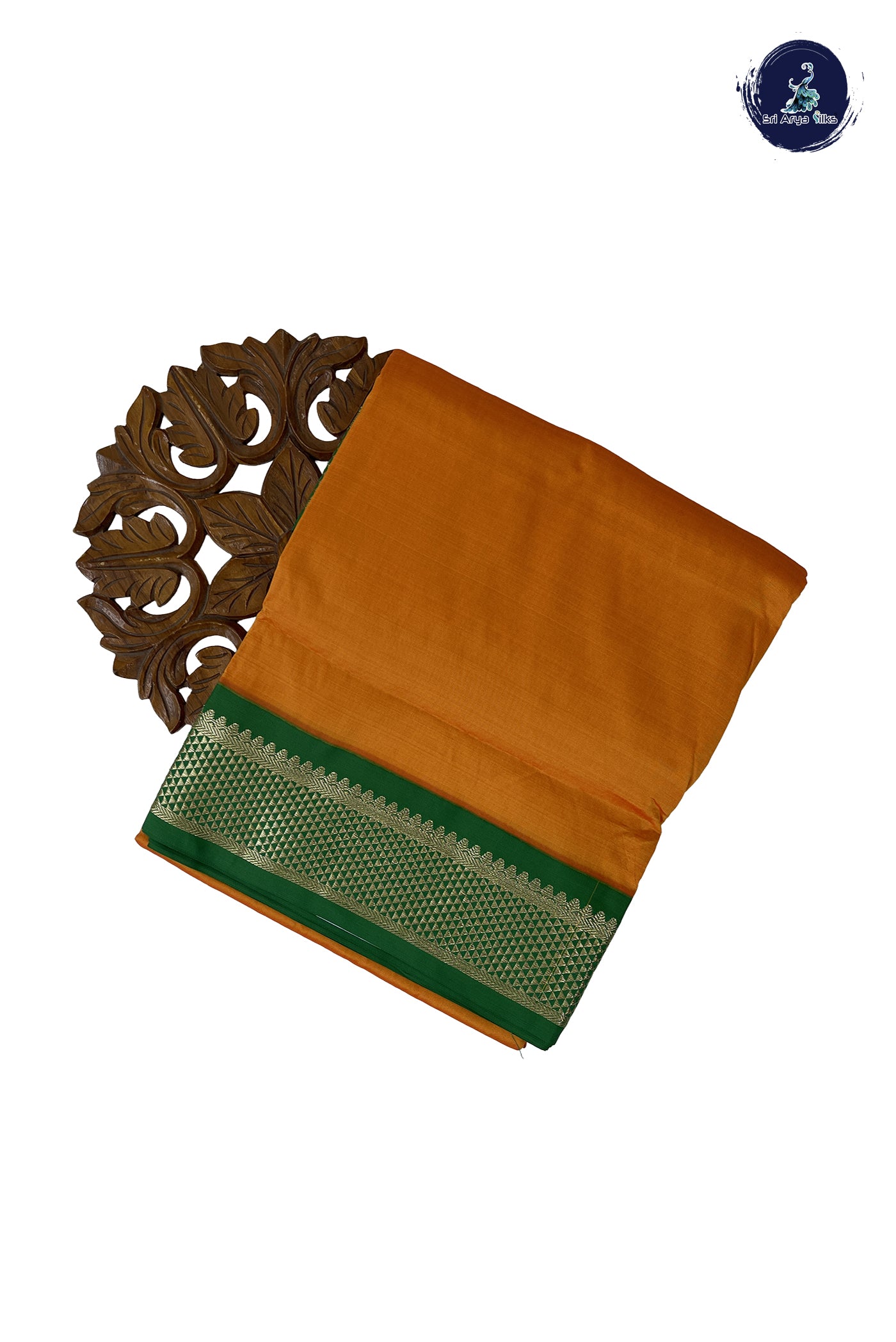 Lite Mustard Orange 10 Yards Semi Silk With Plain Pattern