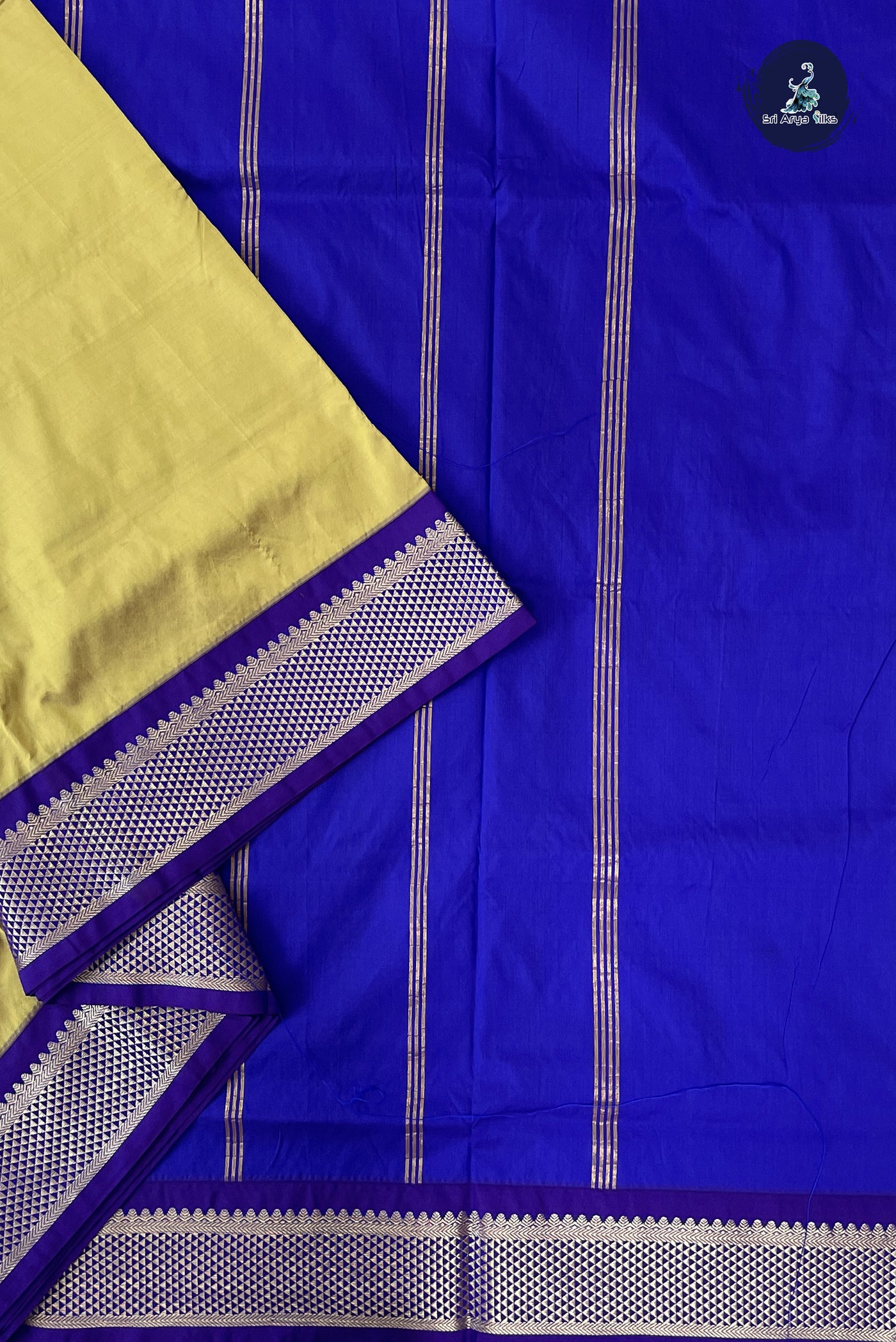 Pastel Green 9 Yards Semi Silk With Plain Pattern