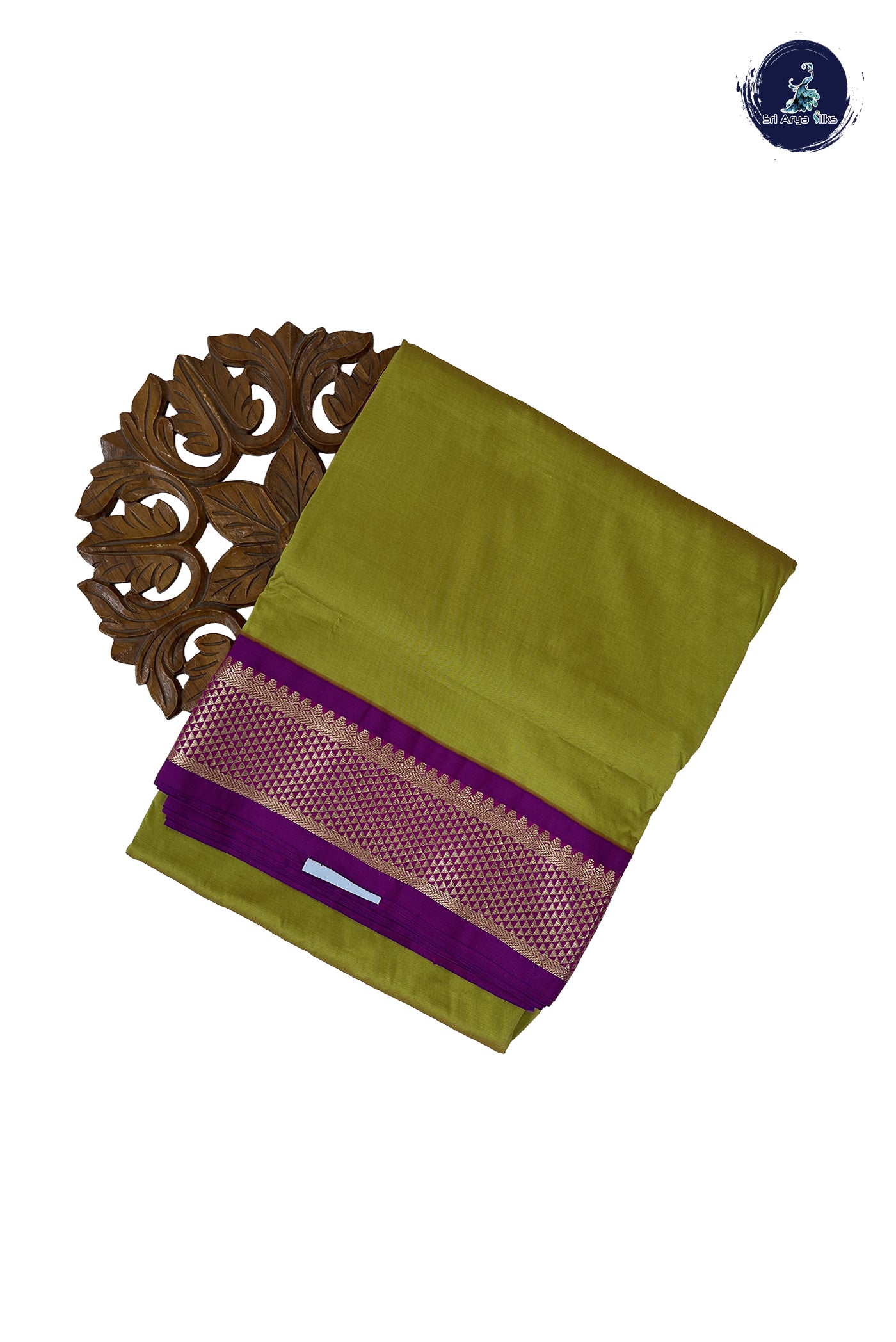 Lime Green 10 Yards Semi Silk With Plain Pattern