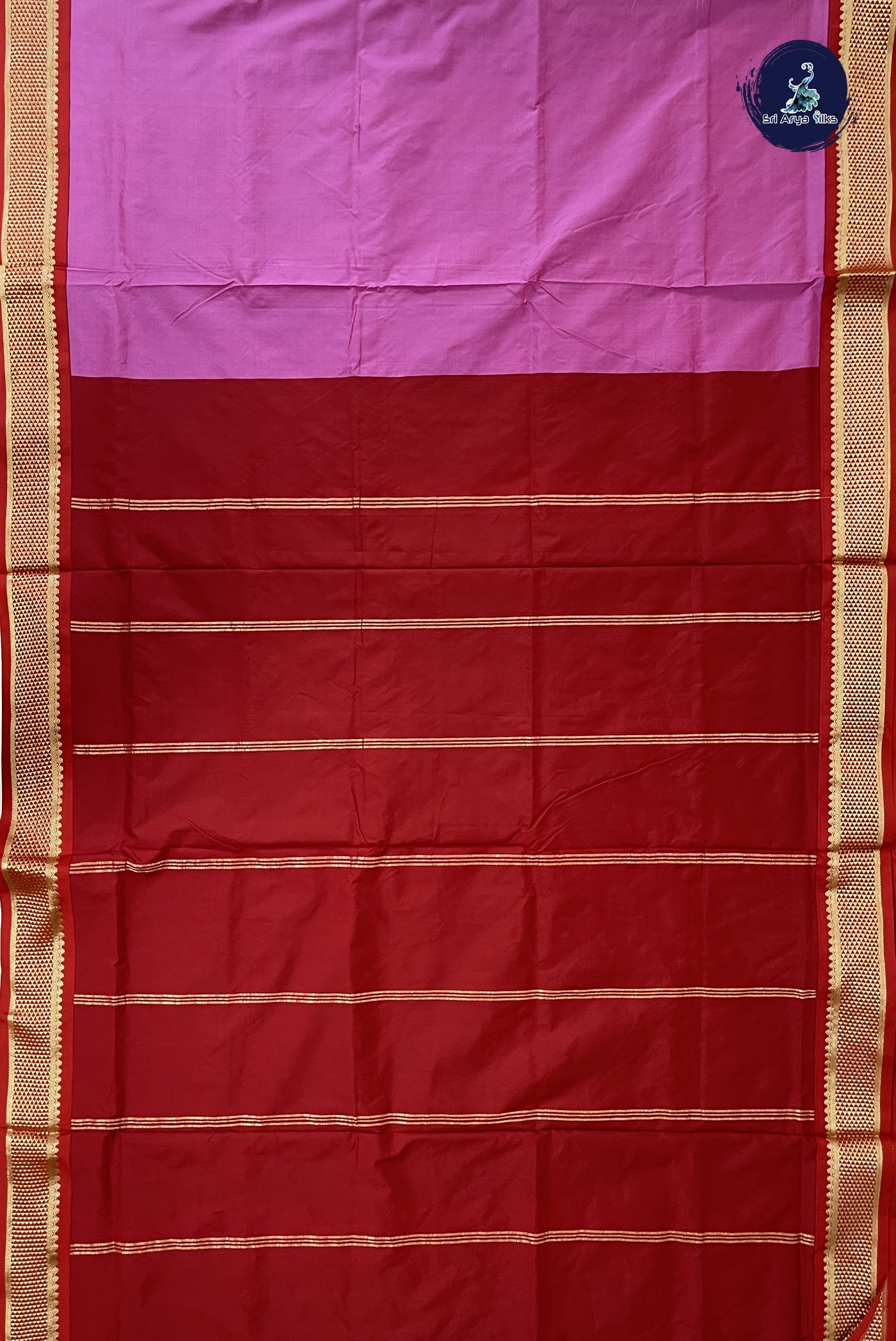 Dual Tone Pink 10 Yards Semi Silk With Plain Pattern