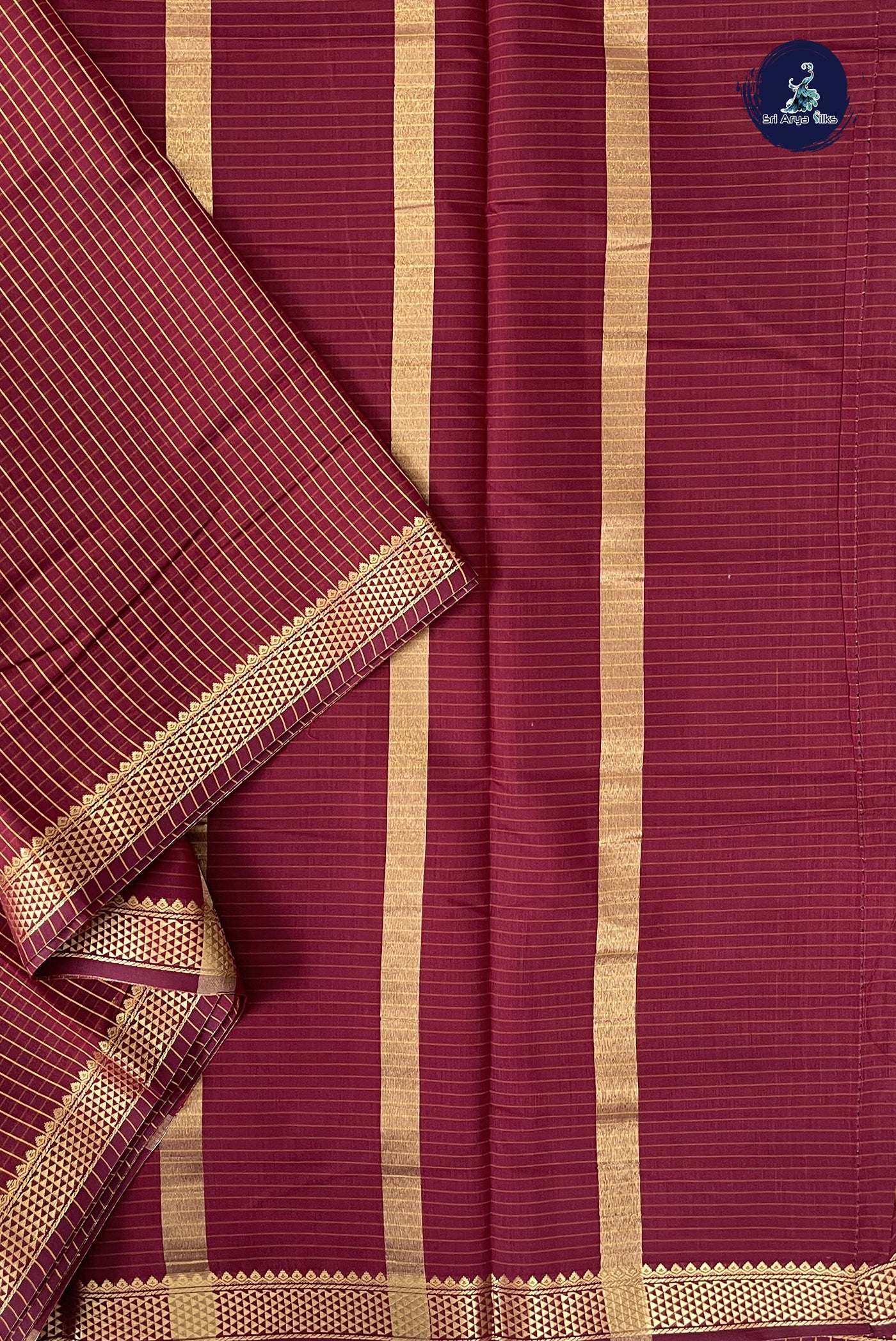 Maroon Madisar Semi Silk Cotton Saree With Checked Pattern