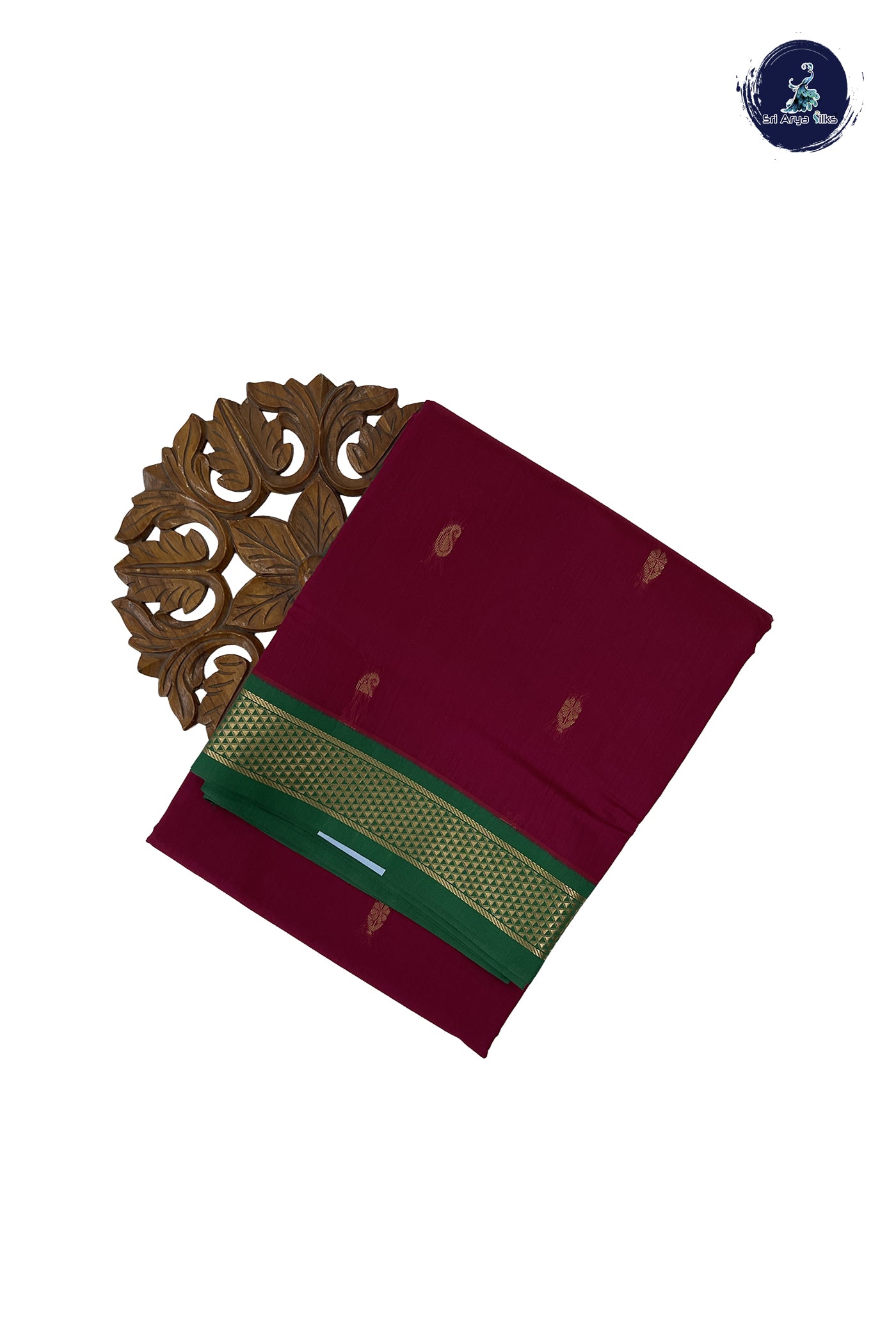 Pinkish Maroon Madisar Semi Silk Cotton Saree With Zari Buttas Pattern