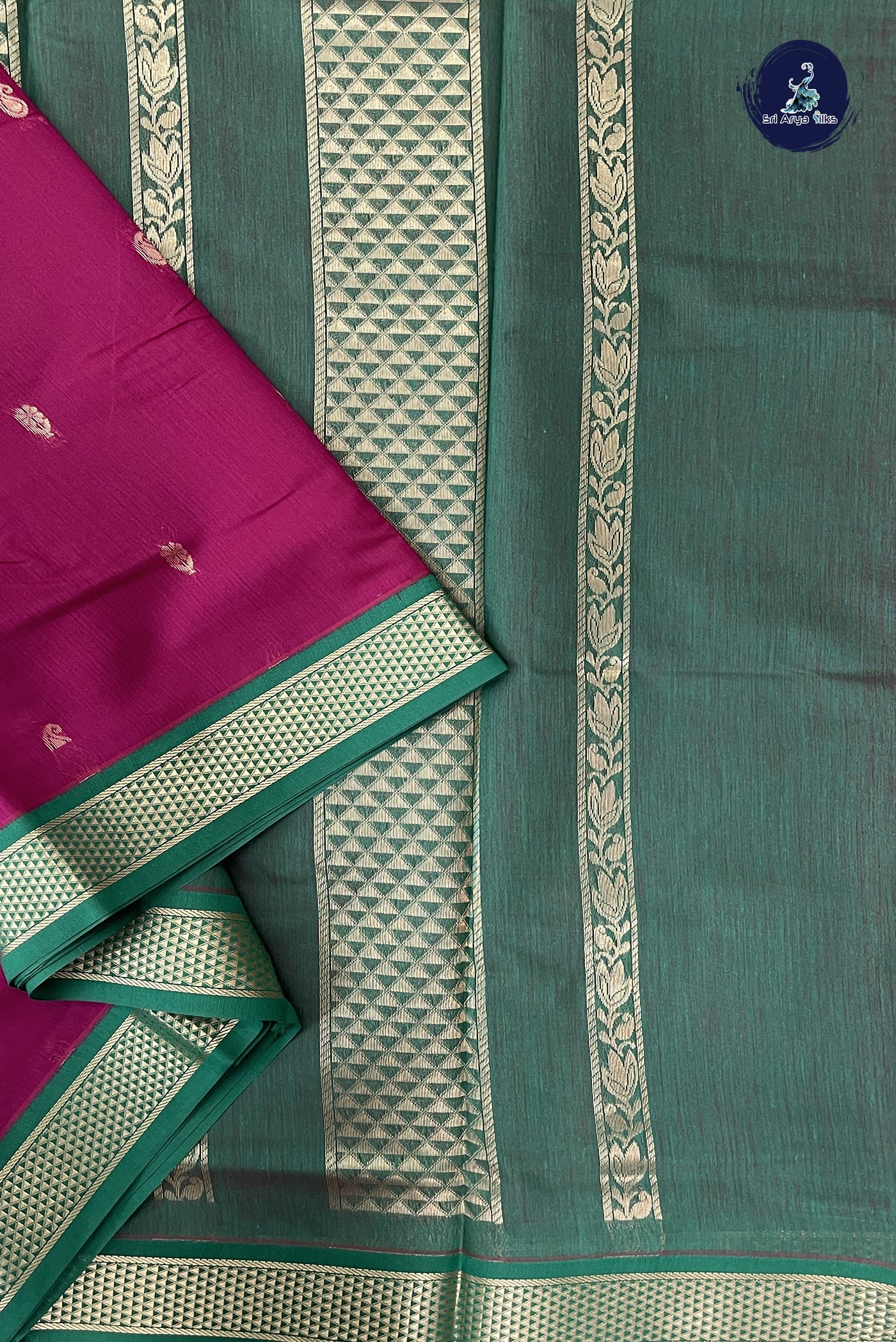 Pinkish Maroon Madisar Semi Silk Cotton Saree With Zari Buttas Pattern