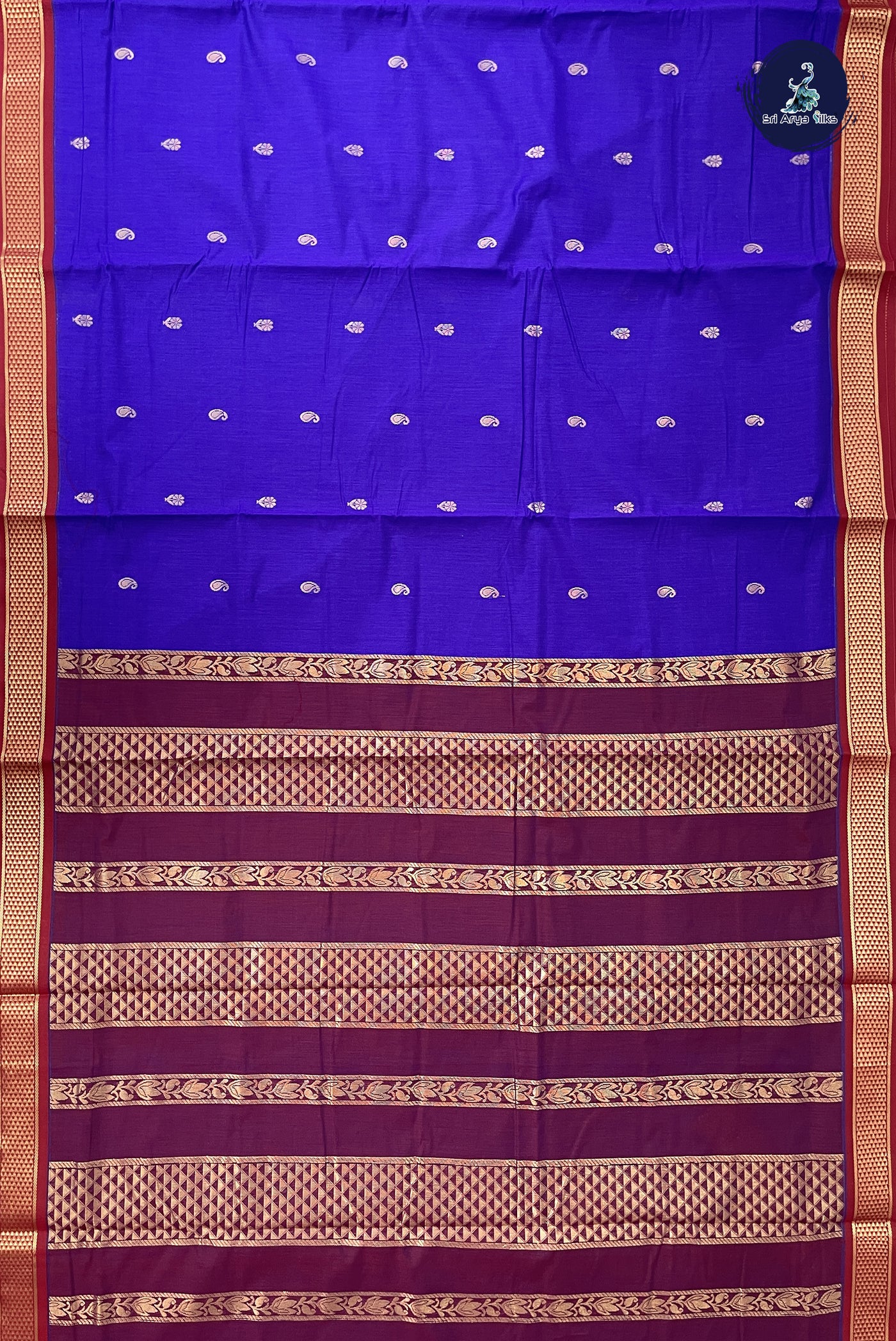 Violet Madisar Semi Silk Cotton Saree With Zari Buttas Pattern