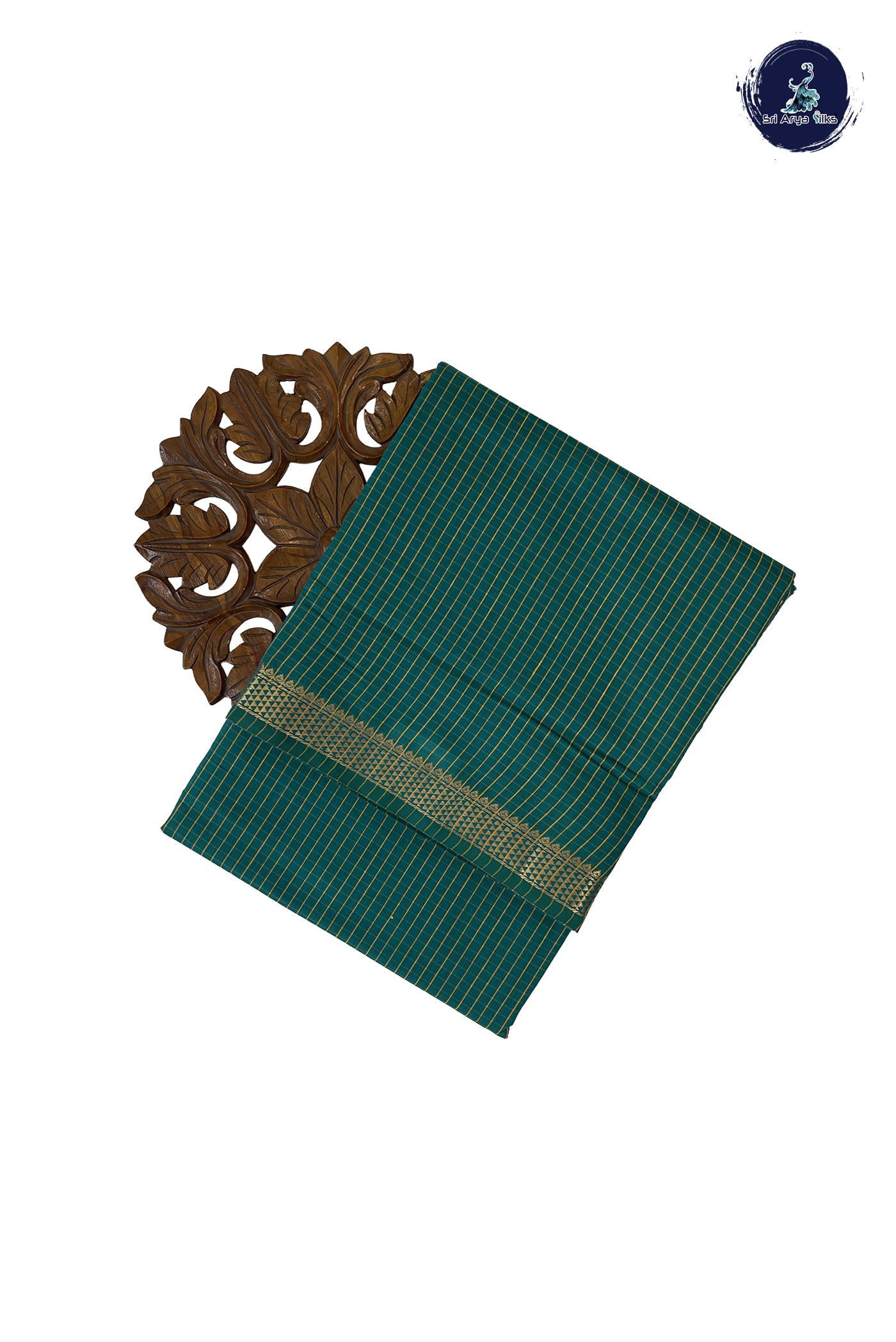 Green Madisar Semi Silk Cotton Saree With Checked Pattern
