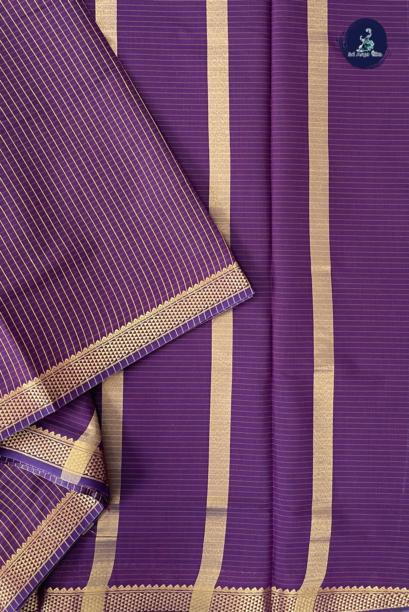 Dark Brinjal Madisar Semi Silk Cotton Saree With Checked Pattern