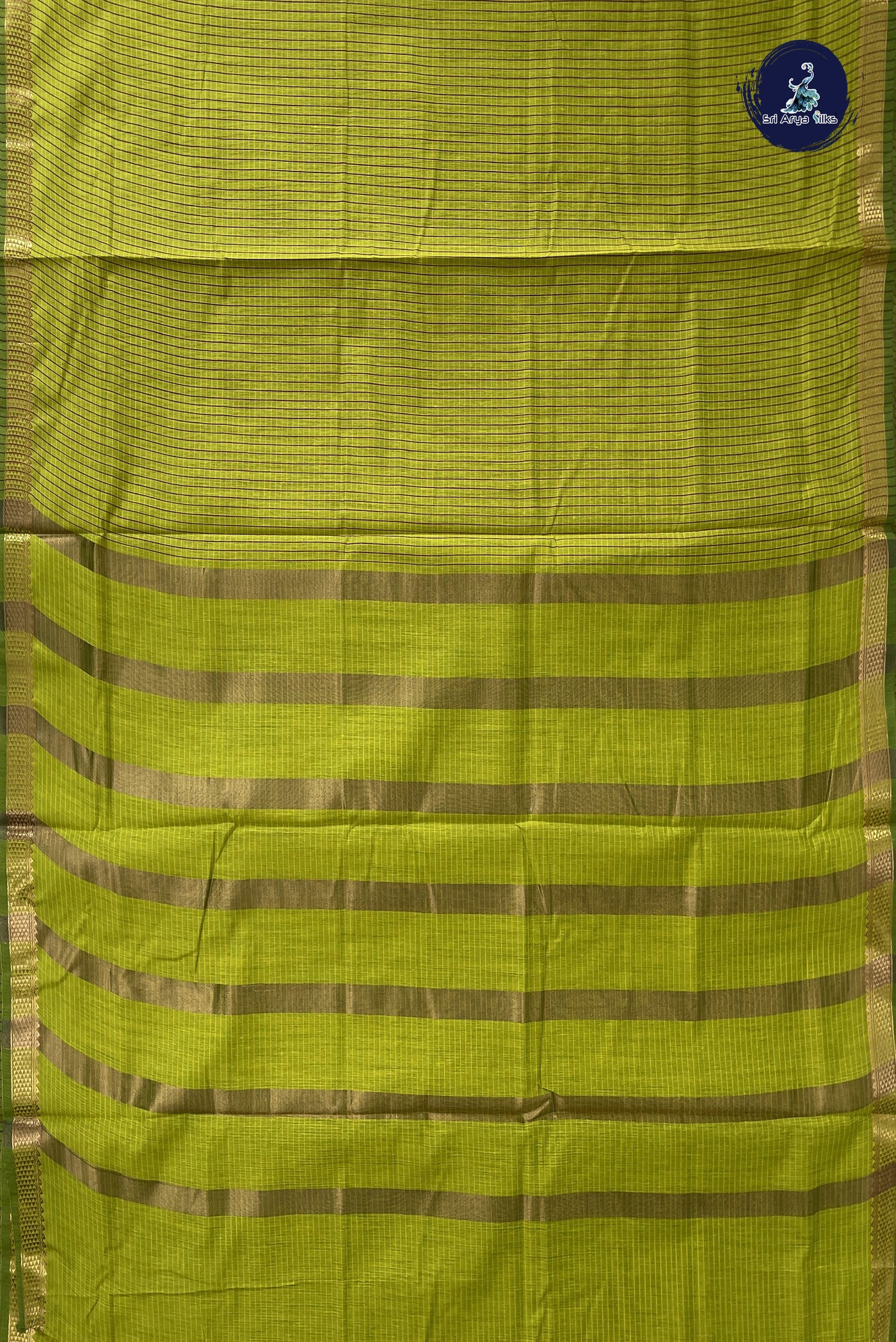Light Green Madisar Semi Silk Cotton Saree With Checked Pattern