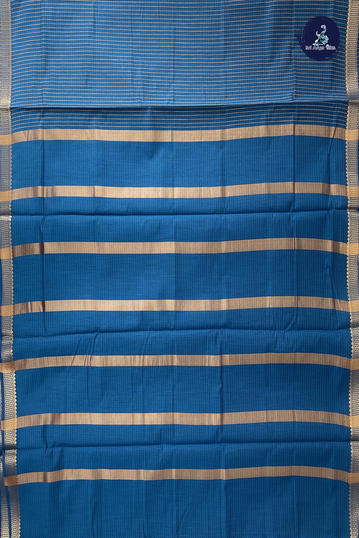 Sapphire Blue Madisar Semi Silk Cotton Saree With Checked Pattern