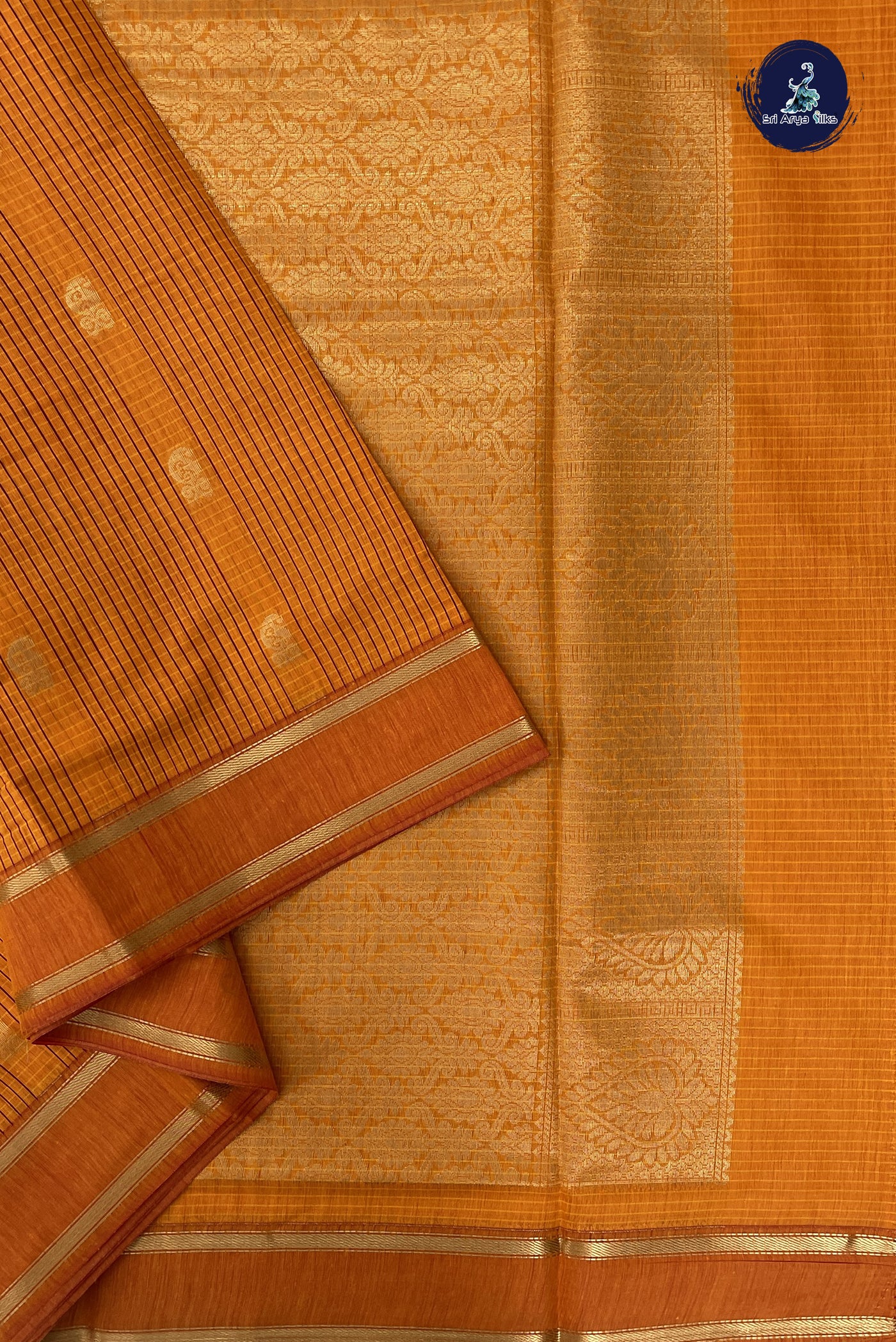 Mango Yellow Madisar Semi Silk Cotton Saree With Checked Pattern