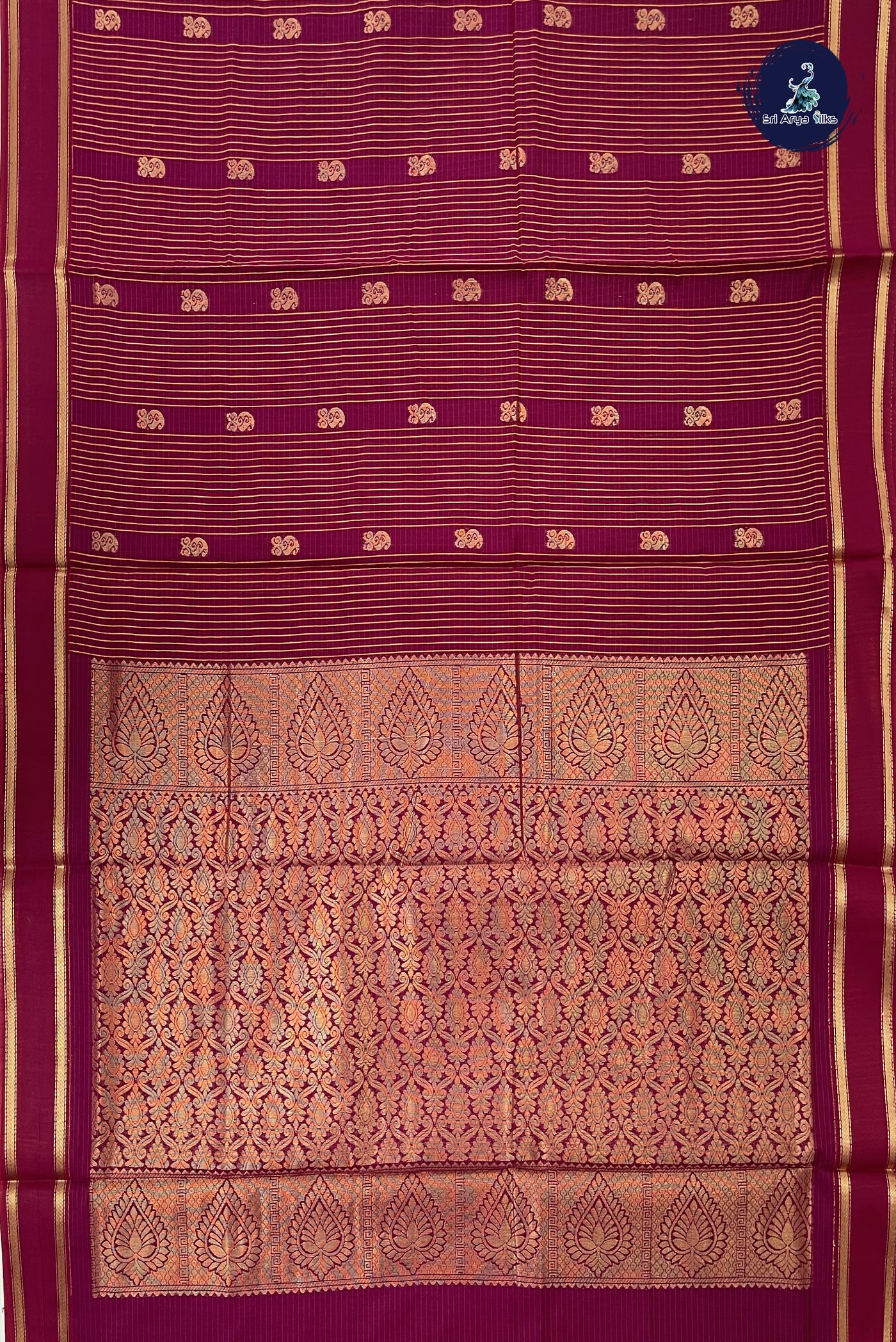 Magenta Madisar Semi Silk Cotton Saree With Checked Pattern